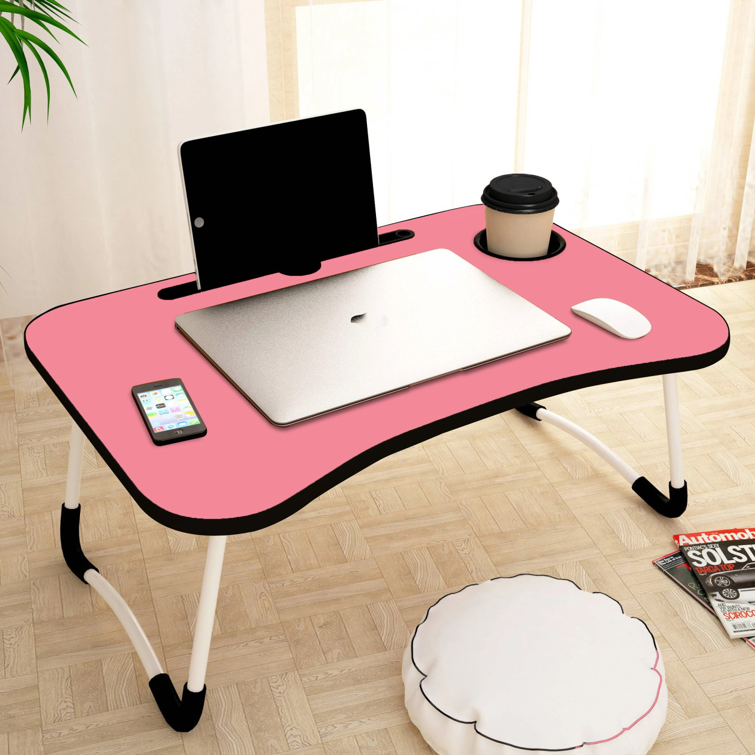 Image of FurniGully Study Table for Students Wood Portable Laptop Table