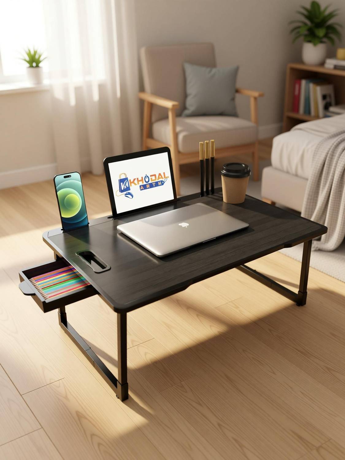 KHODAL Us Biding Black Laptop Table - Image 2