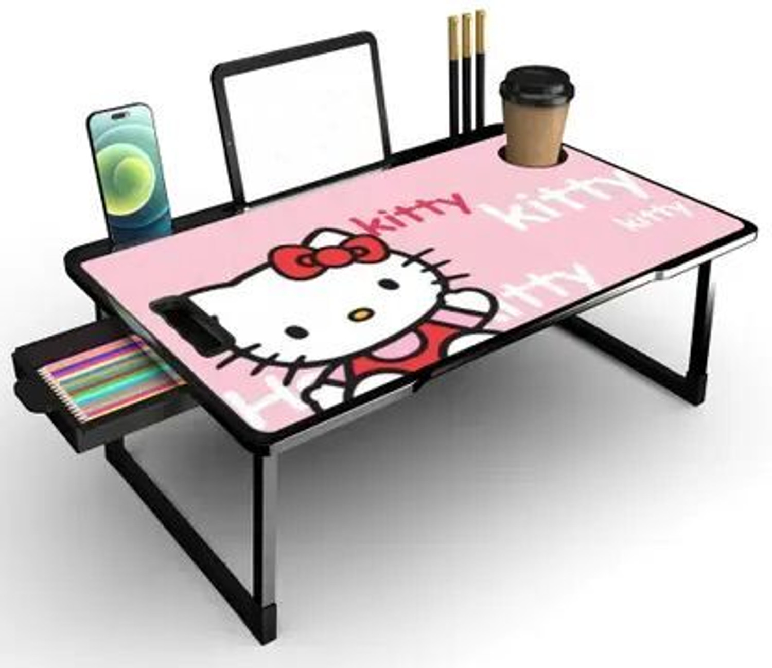 Image of KHODAL ARTH US BIDING Hello-Kitty COATED Laptop Study Table Engineered Wood Study Table