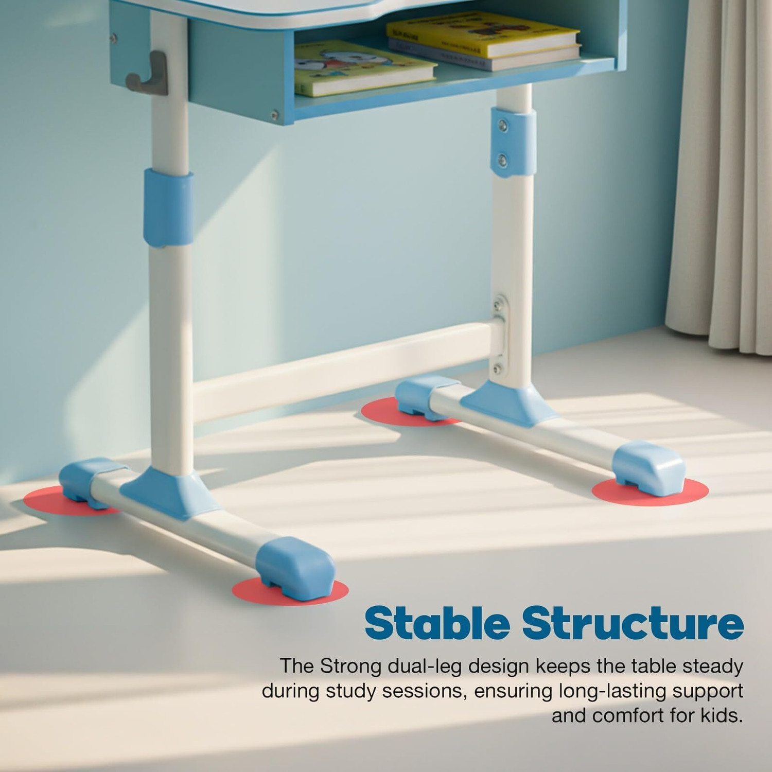Image of baybee Adjustable Kids Study Table & Chair Set | Ergonomic Desk with Storage Metal Study Table