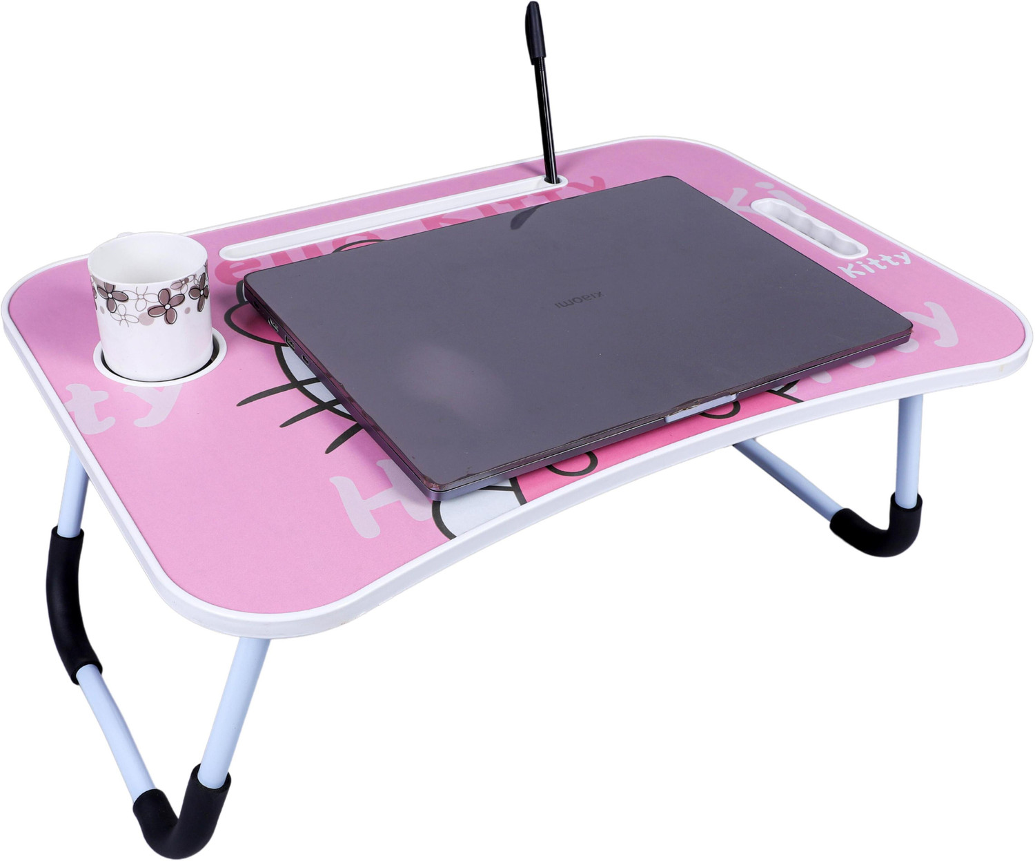 Image of Kiara Quality First Hello Kitty Prints Protable Foldable Table for Study & Work, Best for Work Home Wood Portable Laptop Table