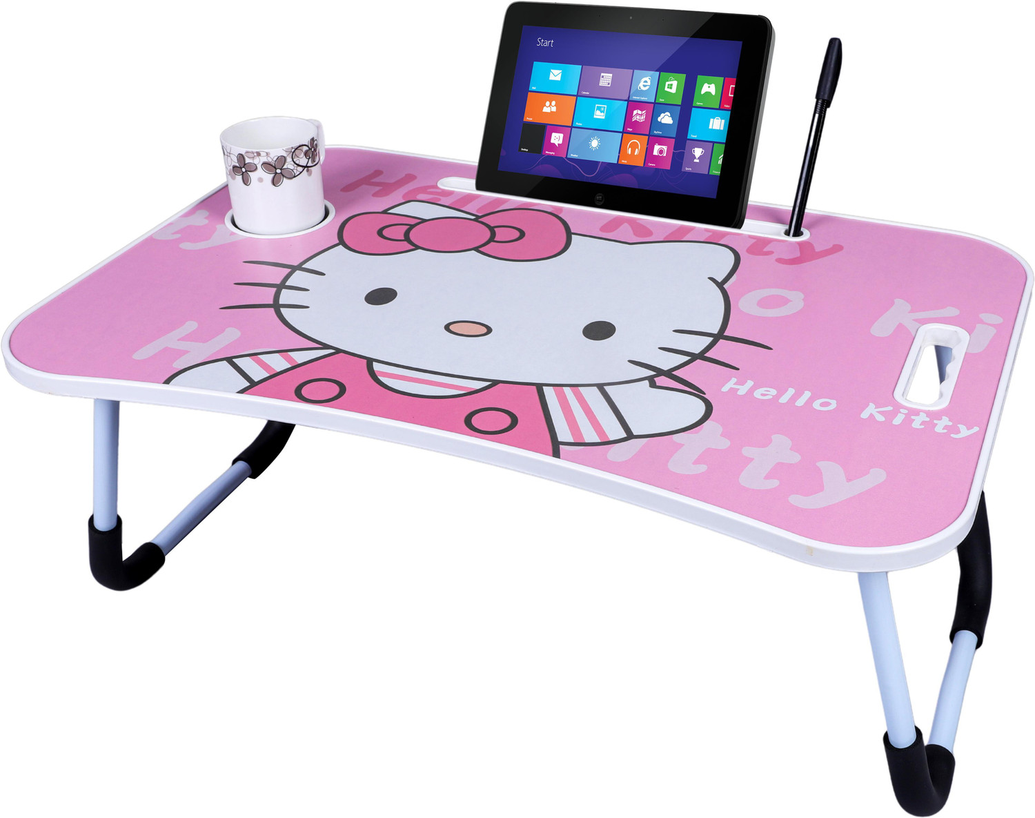 Image of Kiara Quality First Hello Kitty Prints Protable Foldable Table for Study & Work, Best for Work Home Wood Portable Laptop Table