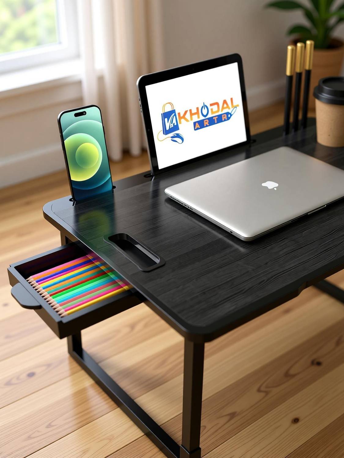 KHODAL Us Biding Black Laptop Table - Image 4