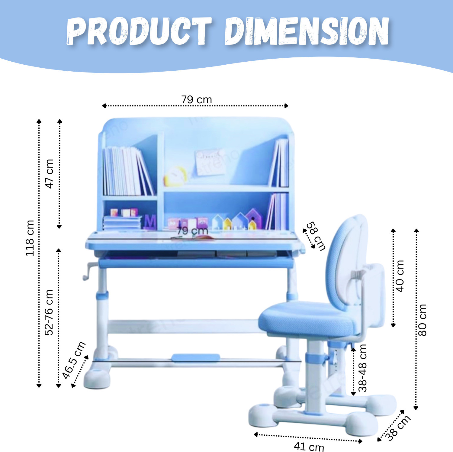 Image of metreno Height Adjustable Kids Study Tables with Chair set for Home with Storage Cabinet Solid Wood Study Table