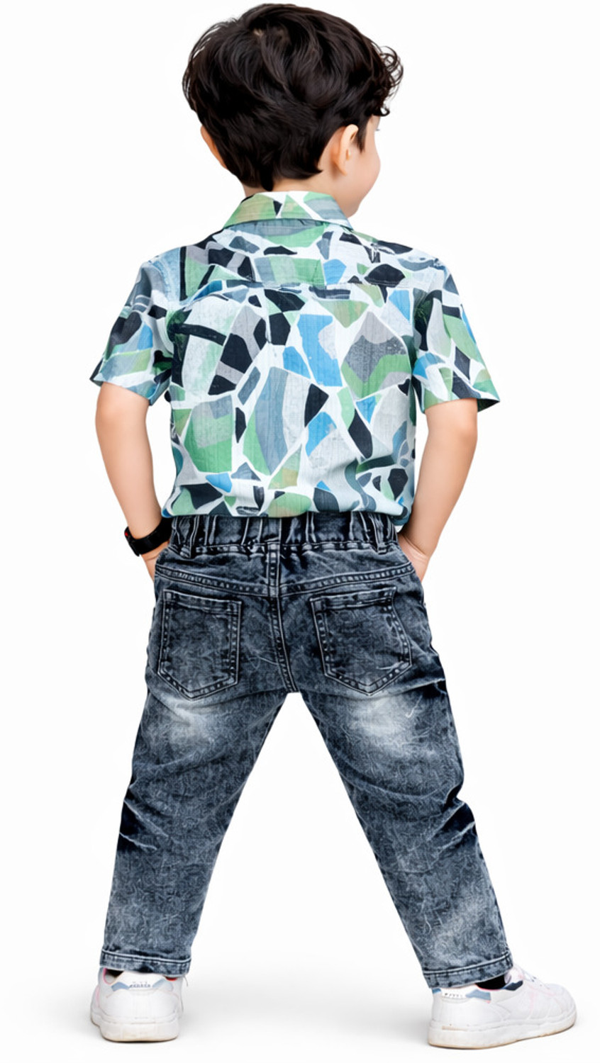 Image of KidsBazaar Boys Casual Shirt Jeans (Marble)