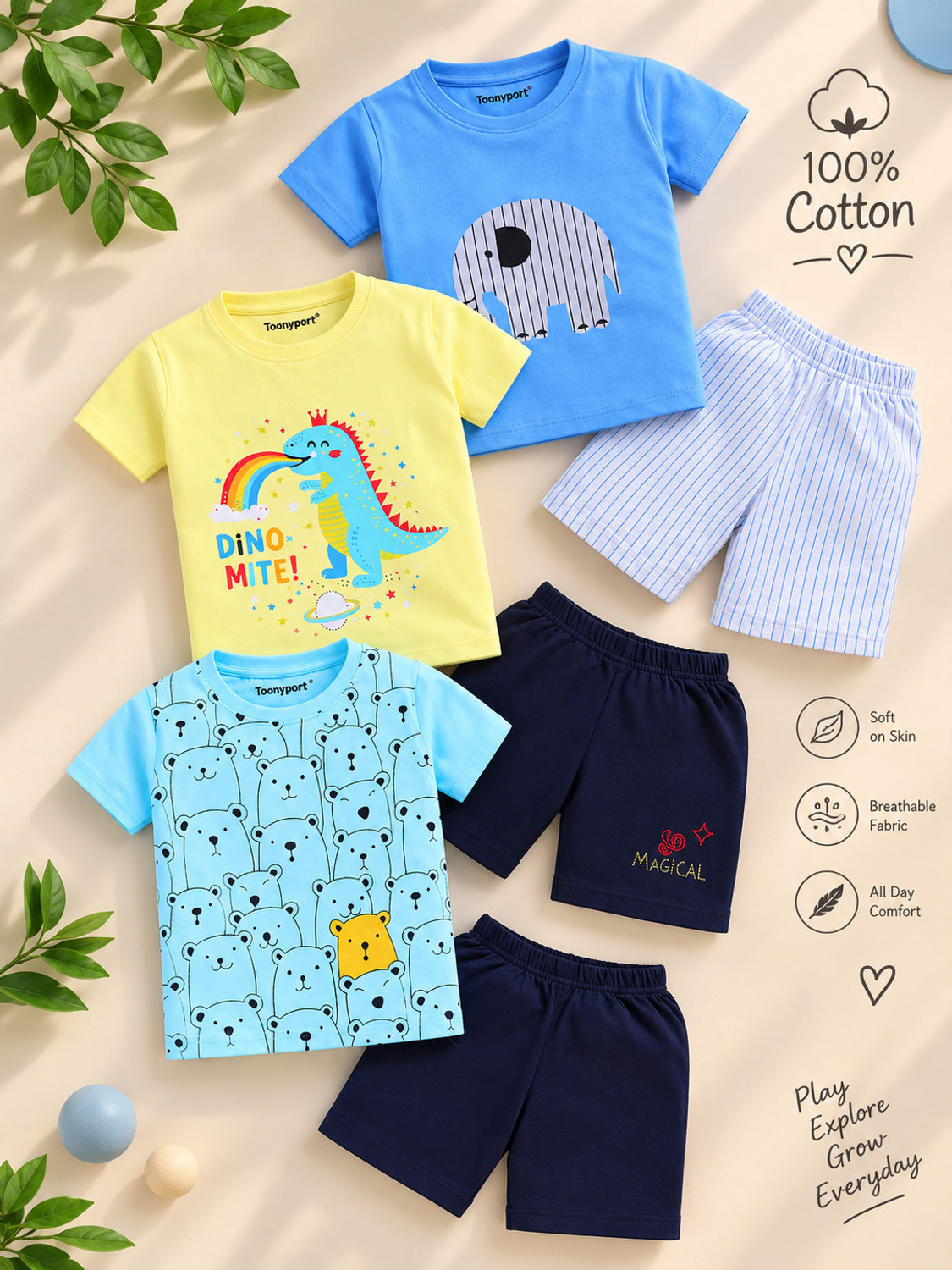 TOONYPORT Boys Casual T-shirt Shorts