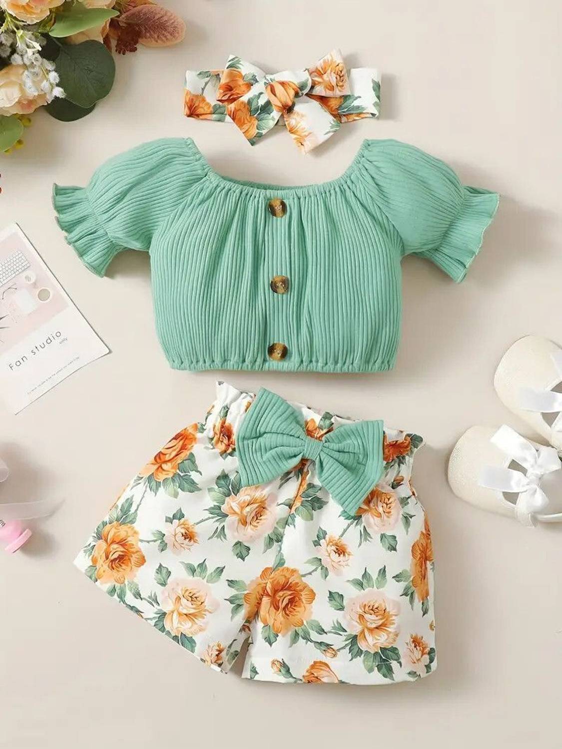 AVOVU Baby Girls Casual Top Top, Shorts