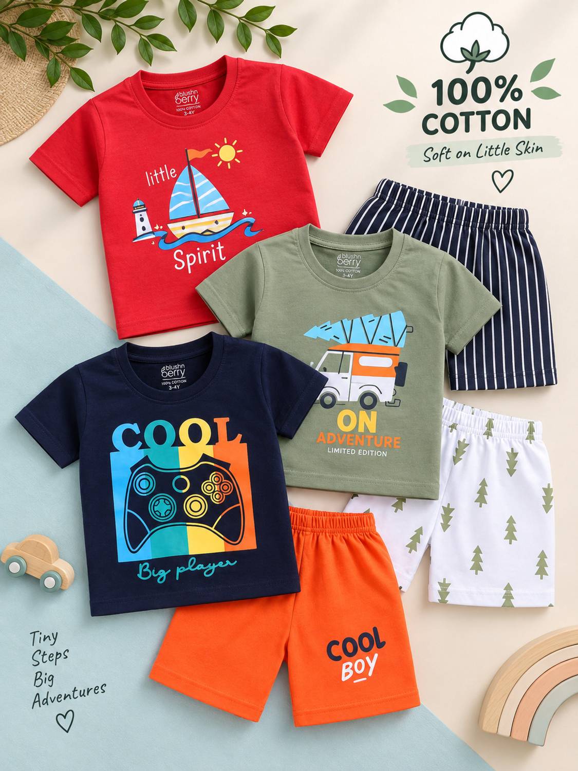 Blushh Berry Boys Casual T-shirt Shorts
