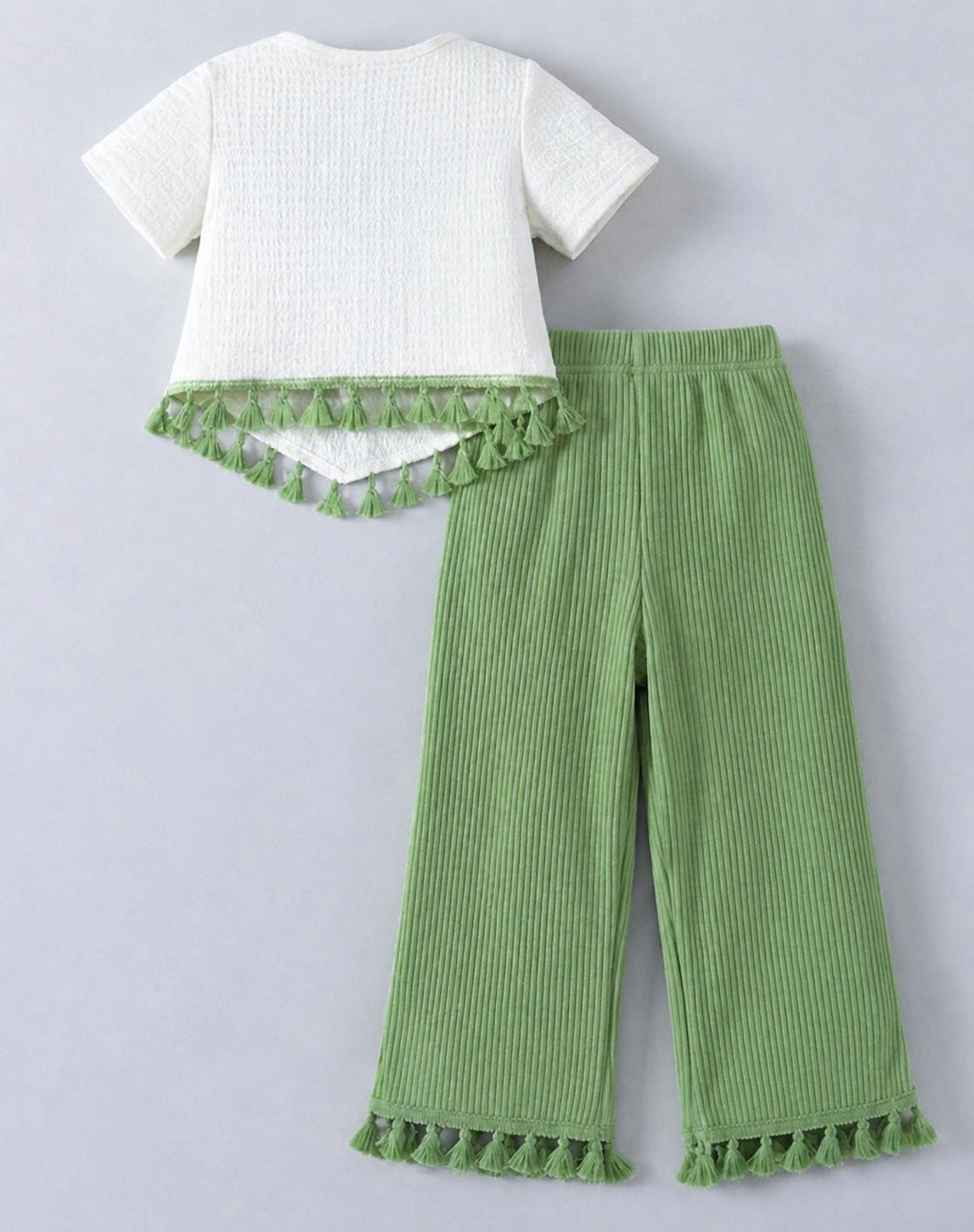 Image of Tiny Threads Girls Casual Top Pant (Green, Pack of 1)
