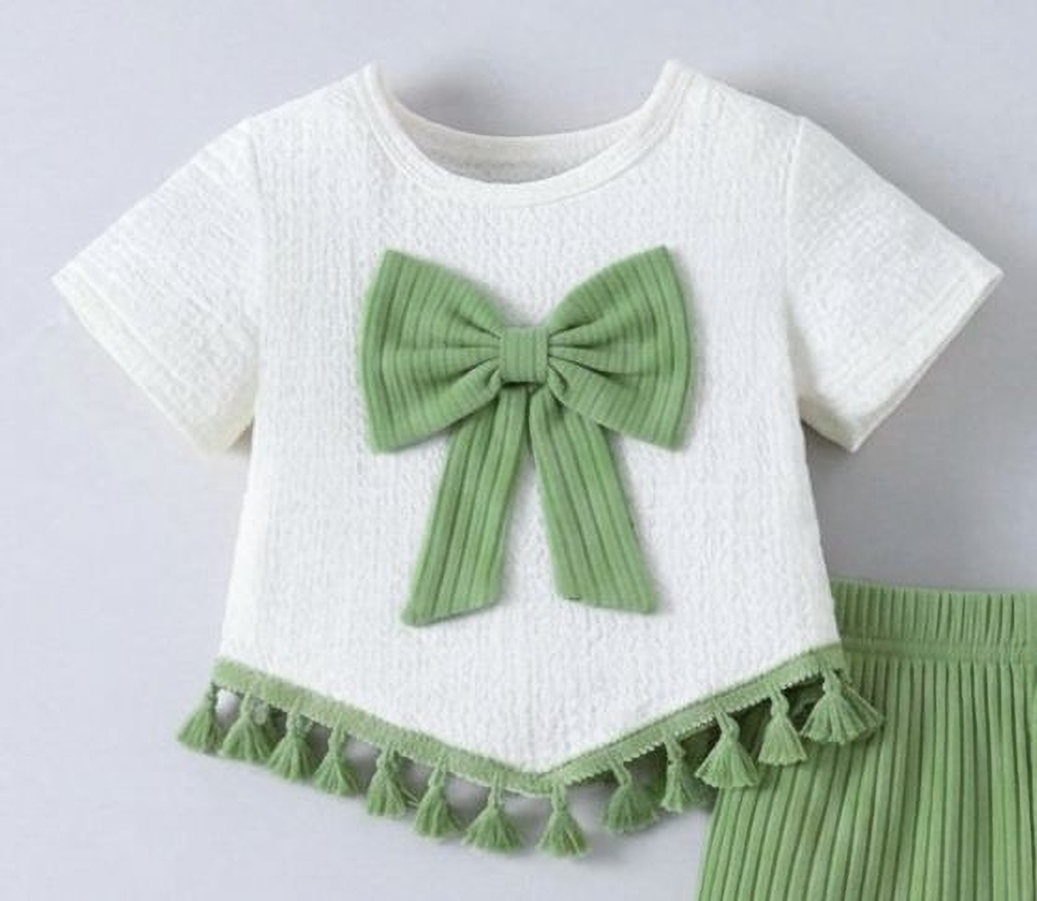 Image of Tiny Threads Girls Casual Top Pant (Green, Pack of 1)