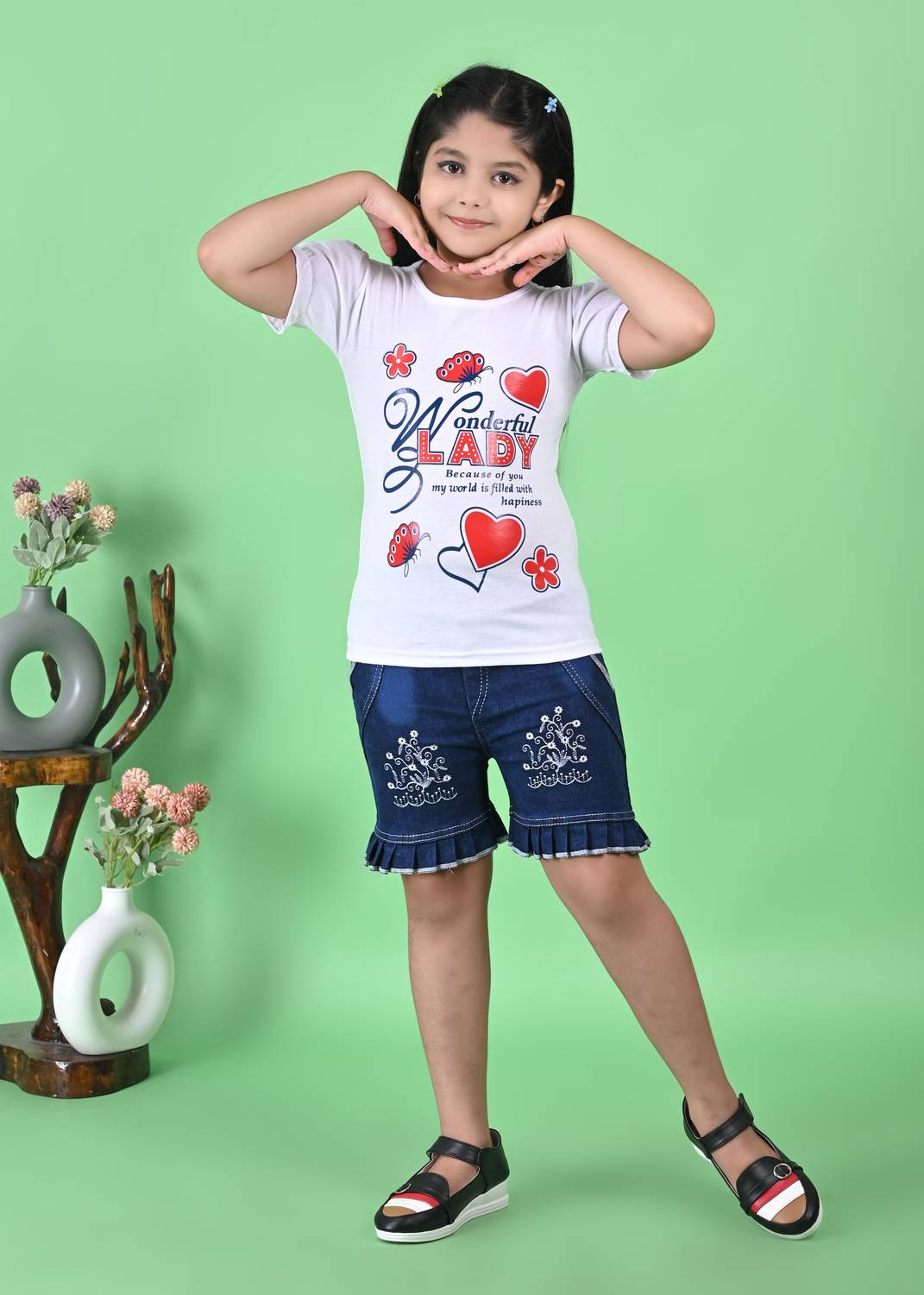 AFTAB DRESSES Girls Party(Festive) T-shirt Shorts