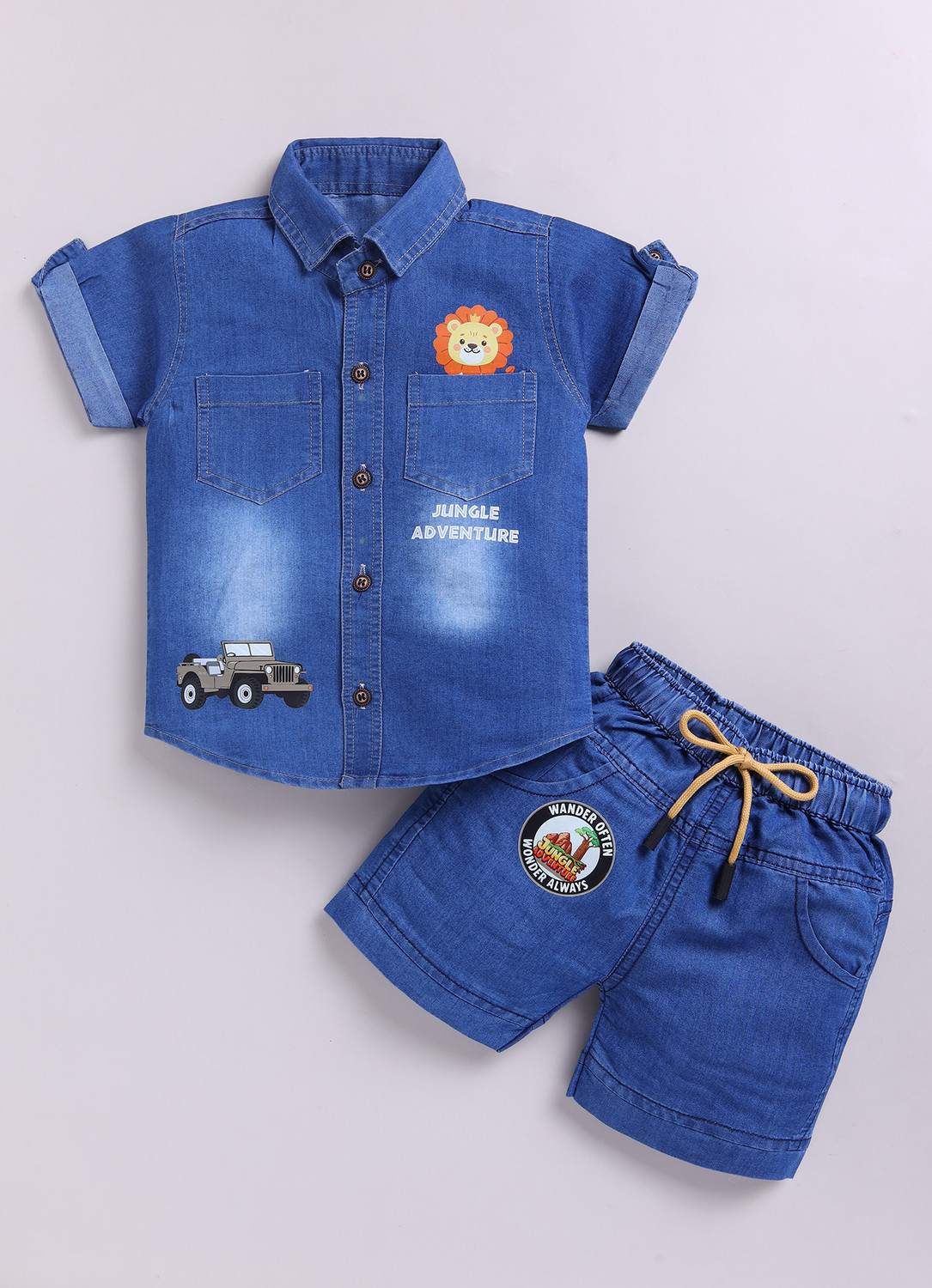 Image of Boys Squad Boys Casual Shirt Shorts (Blue)
