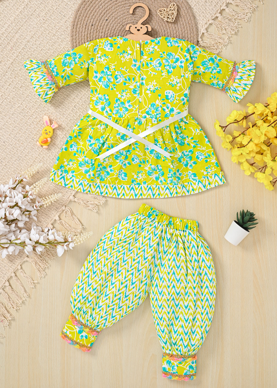 Image of Ar creation Baby Girls Casual Dress Pyjama (Yellow)