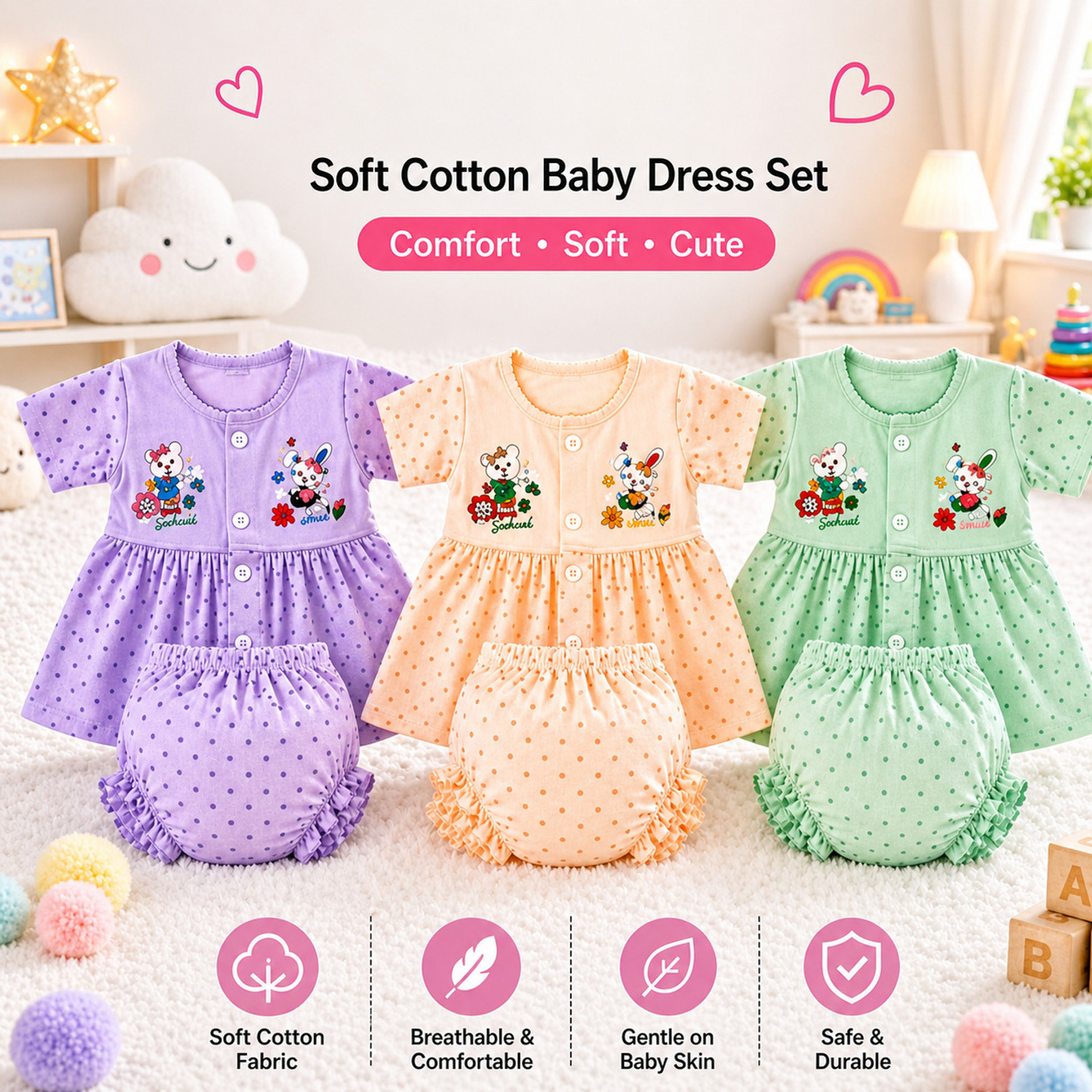 Image of Fly Step Baby Girls Casual Dress Bloomer
