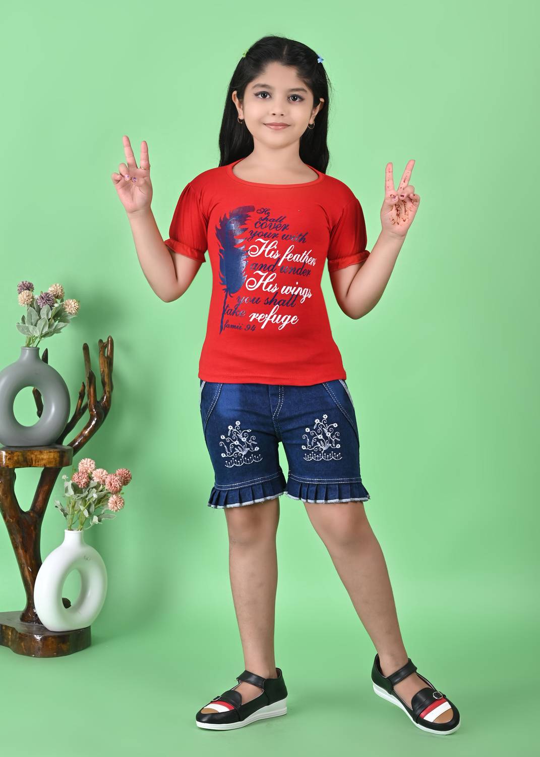 AFTAB DRESSES Girls Party(Festive) T-shirt Shorts