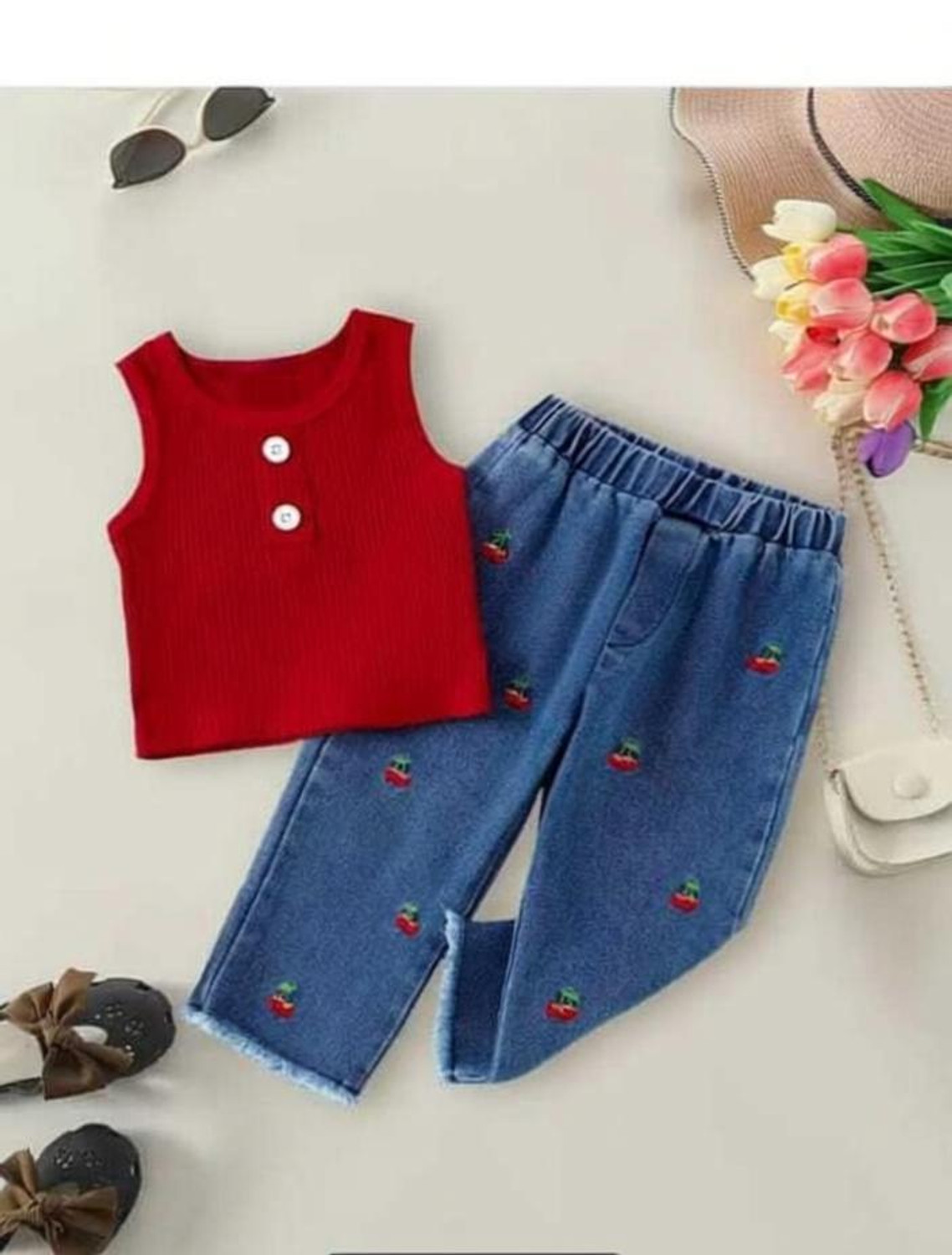 Image of RAHMANSKSAFIUR Baby Girls Party(Festive) Top Jeans