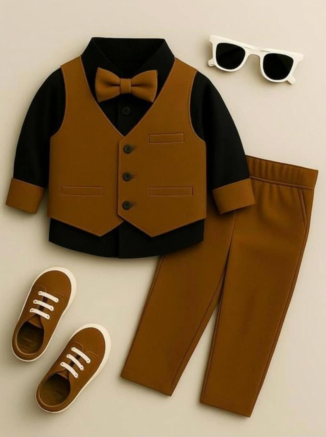 ULTRINA Baby Boys Party(Festive) Waistcoat Pant, Shirt, Bow Tie