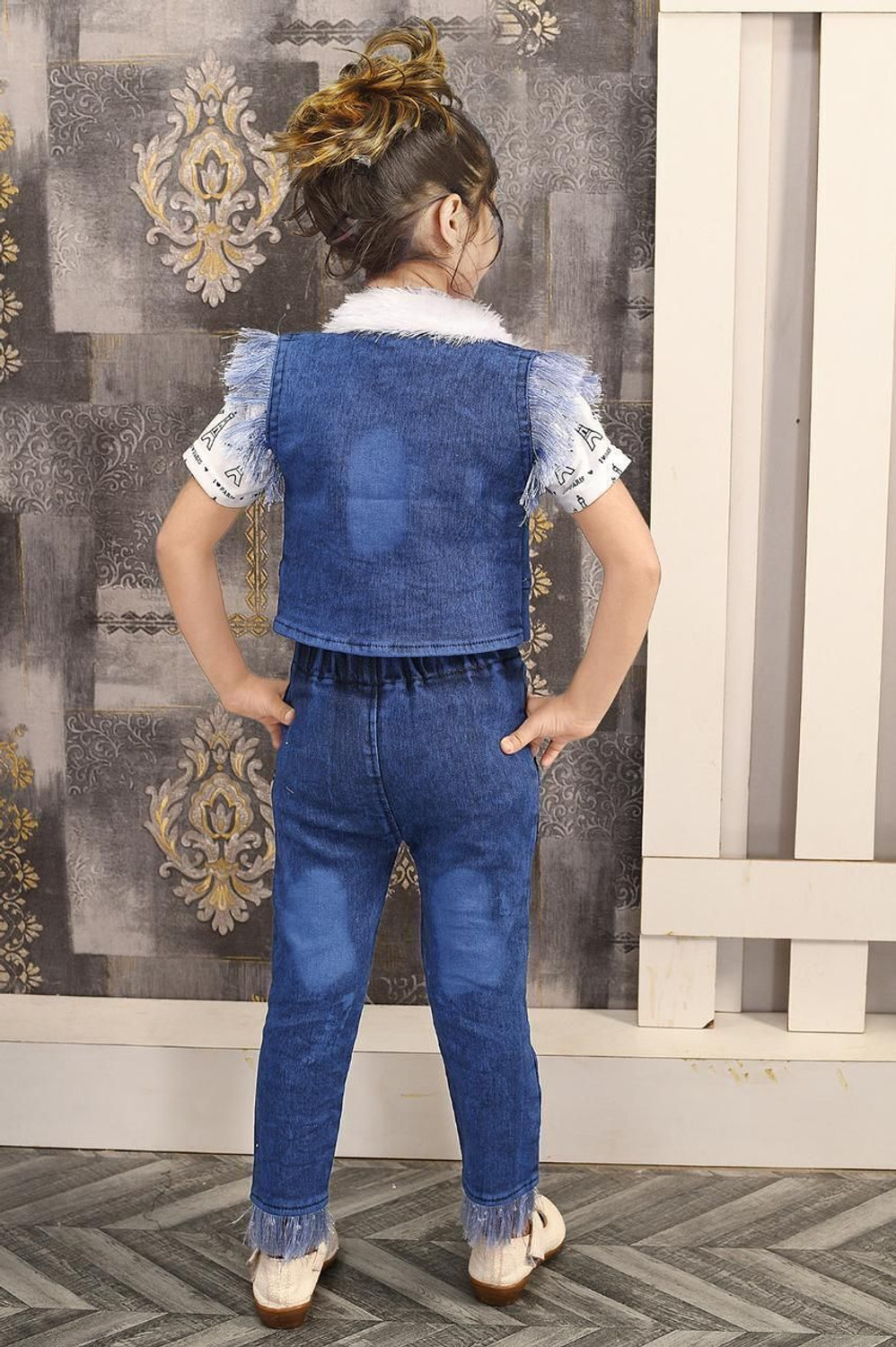Image of I Naina Dresses Girls Party(Festive) Jacket T-shirt, Jeans