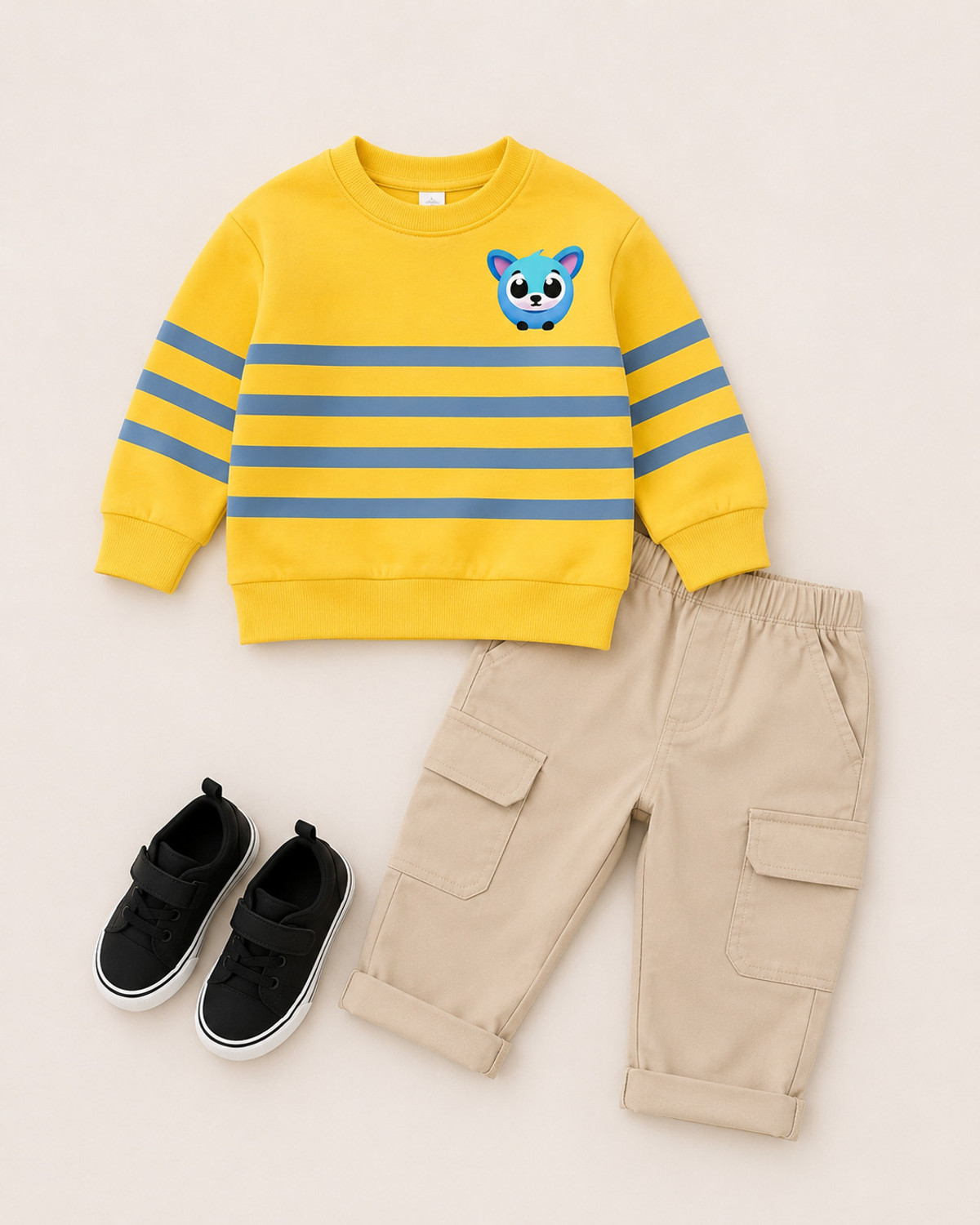 Image of BUGIE BUGIE Boys Casual T-shirt Pant (Yellow, Pack of 1)