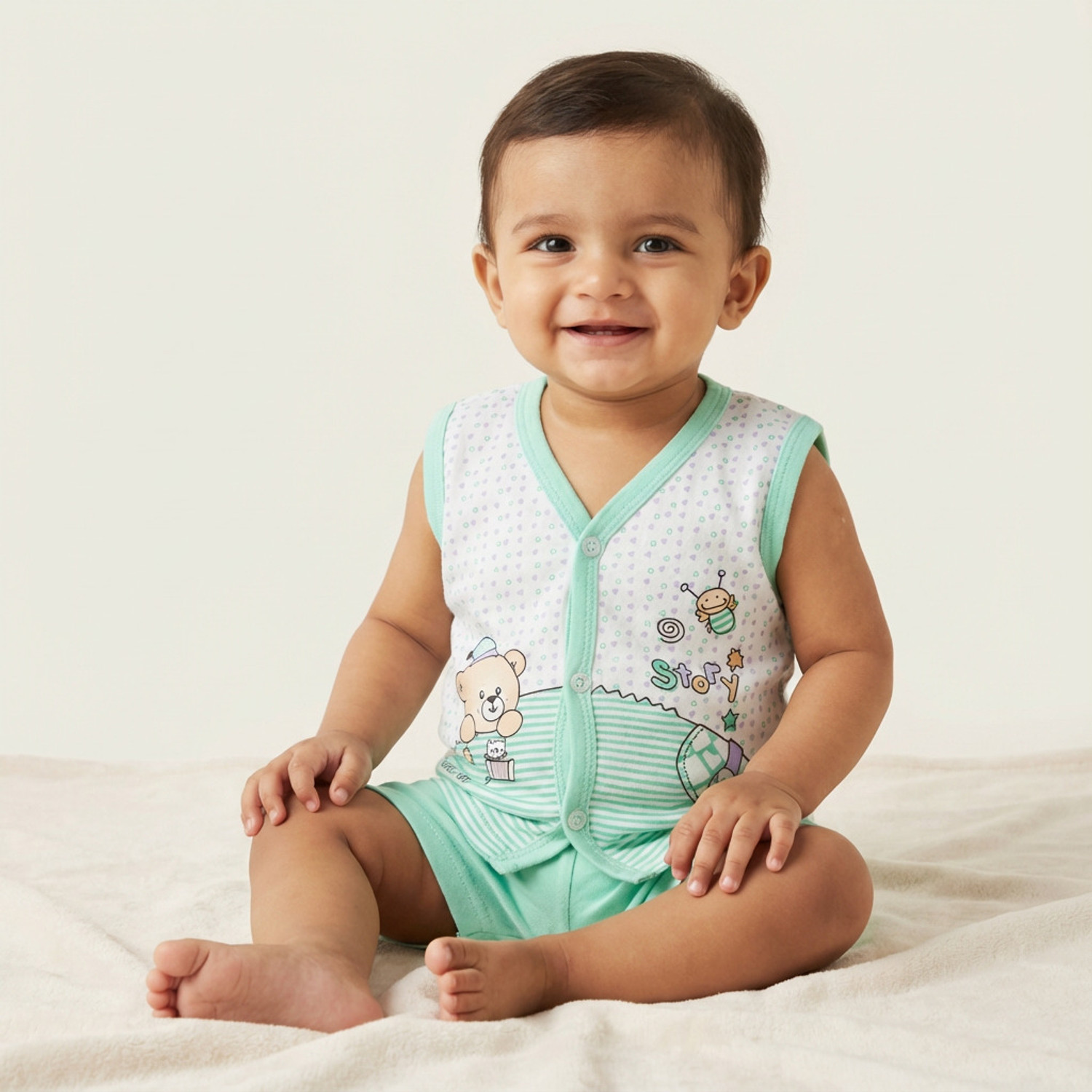 Image of GREEN TEE Baby Boys & Baby Girls Casual Vest Shorts