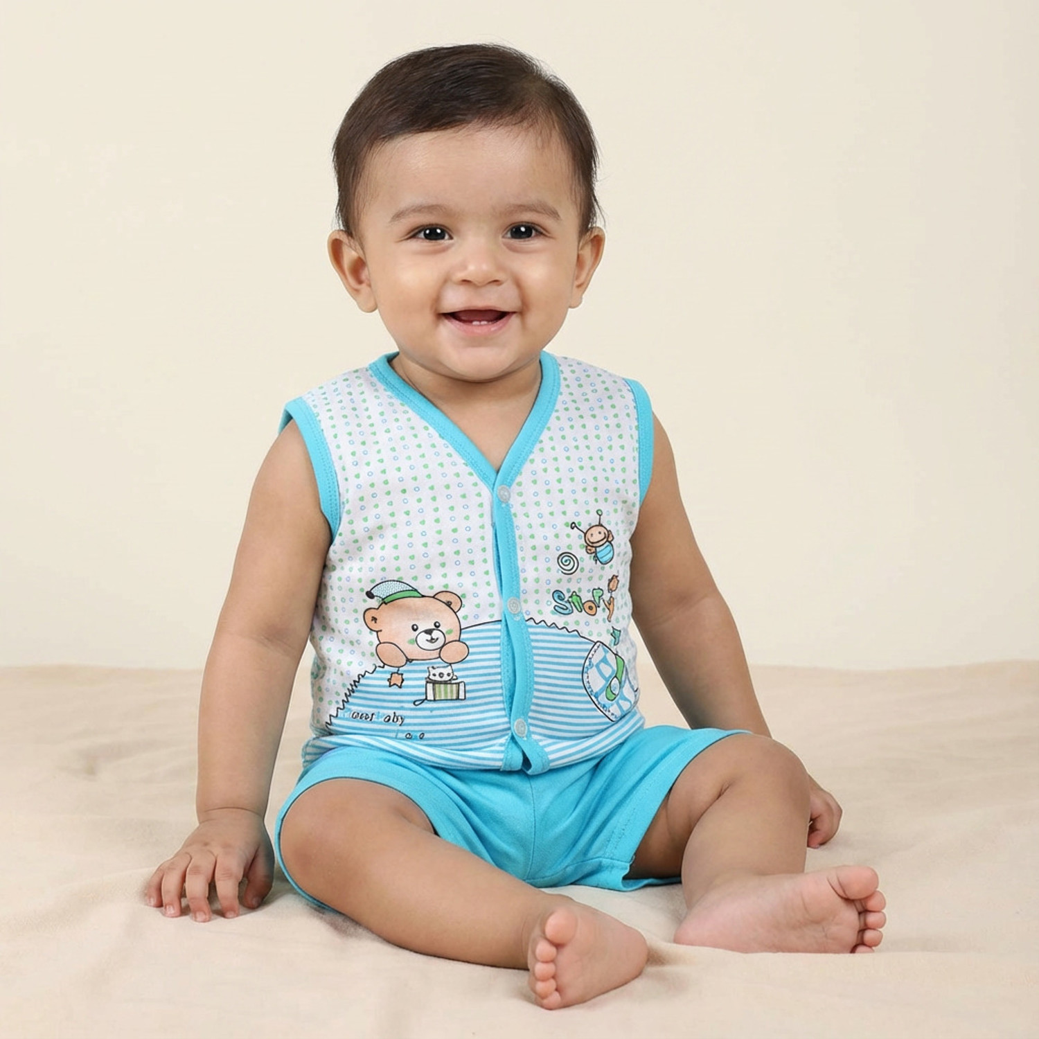 Image of GREEN TEE Baby Boys & Baby Girls Casual Vest Shorts