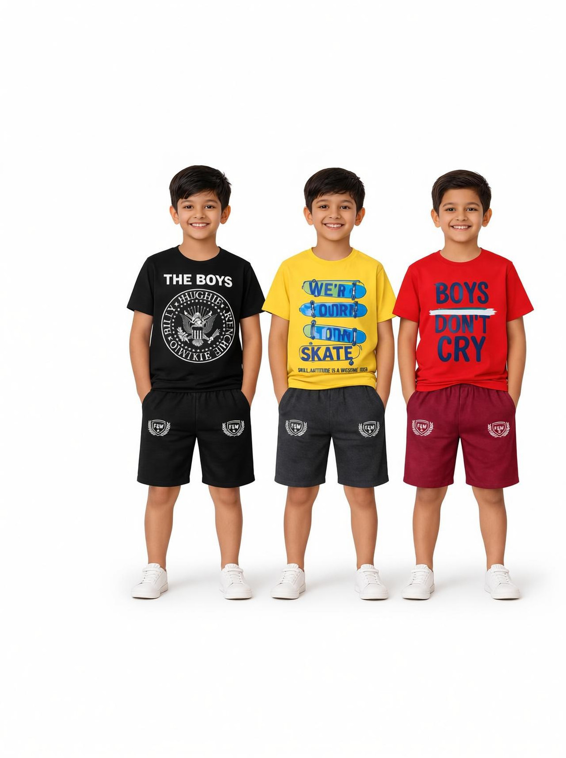 Image of SHOPPY BAZAR Boys Casual T-shirt Shorts (Multicolor)