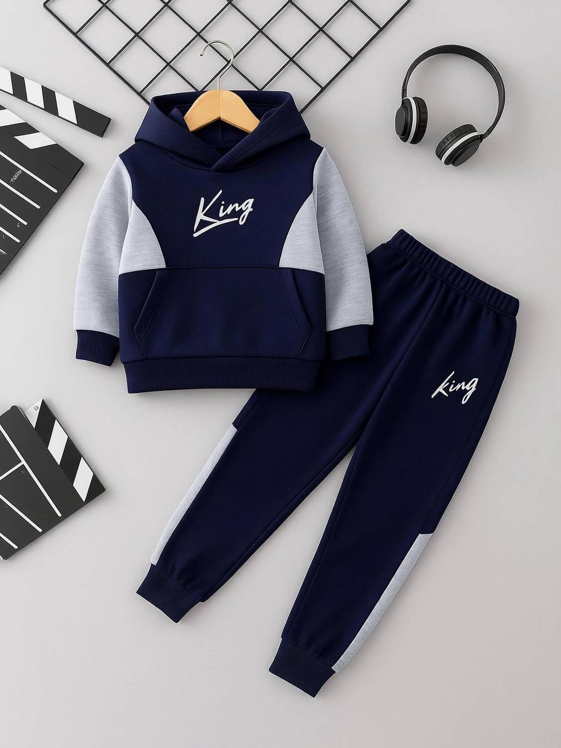 NIID Fashion Baby Boys Blue Sweatshirt Pant - Image 1