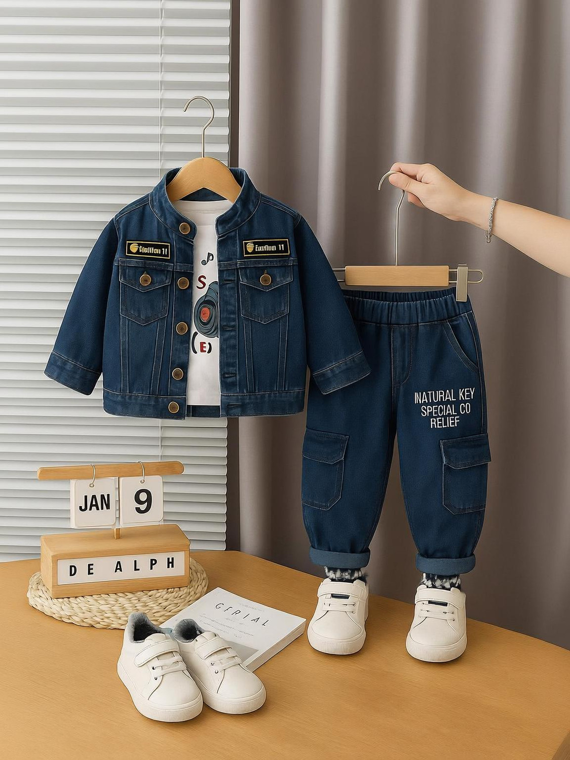 Image of JILANI TRADERS Boys Casual Jacket Jeans, T-shirt