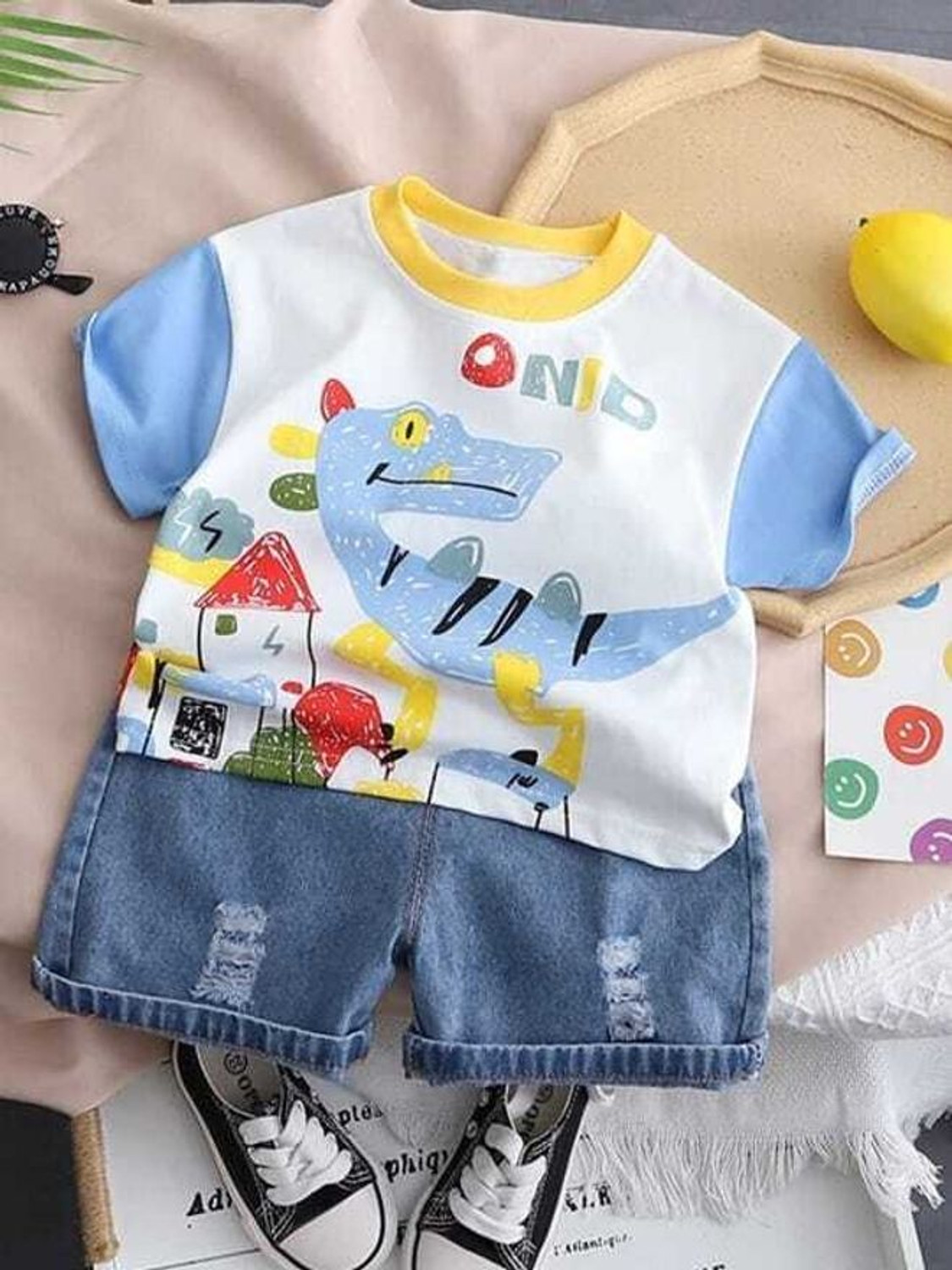 Image of ALL KIDSS CHOICE Baby Boys Casual T-shirt Shorts (White)