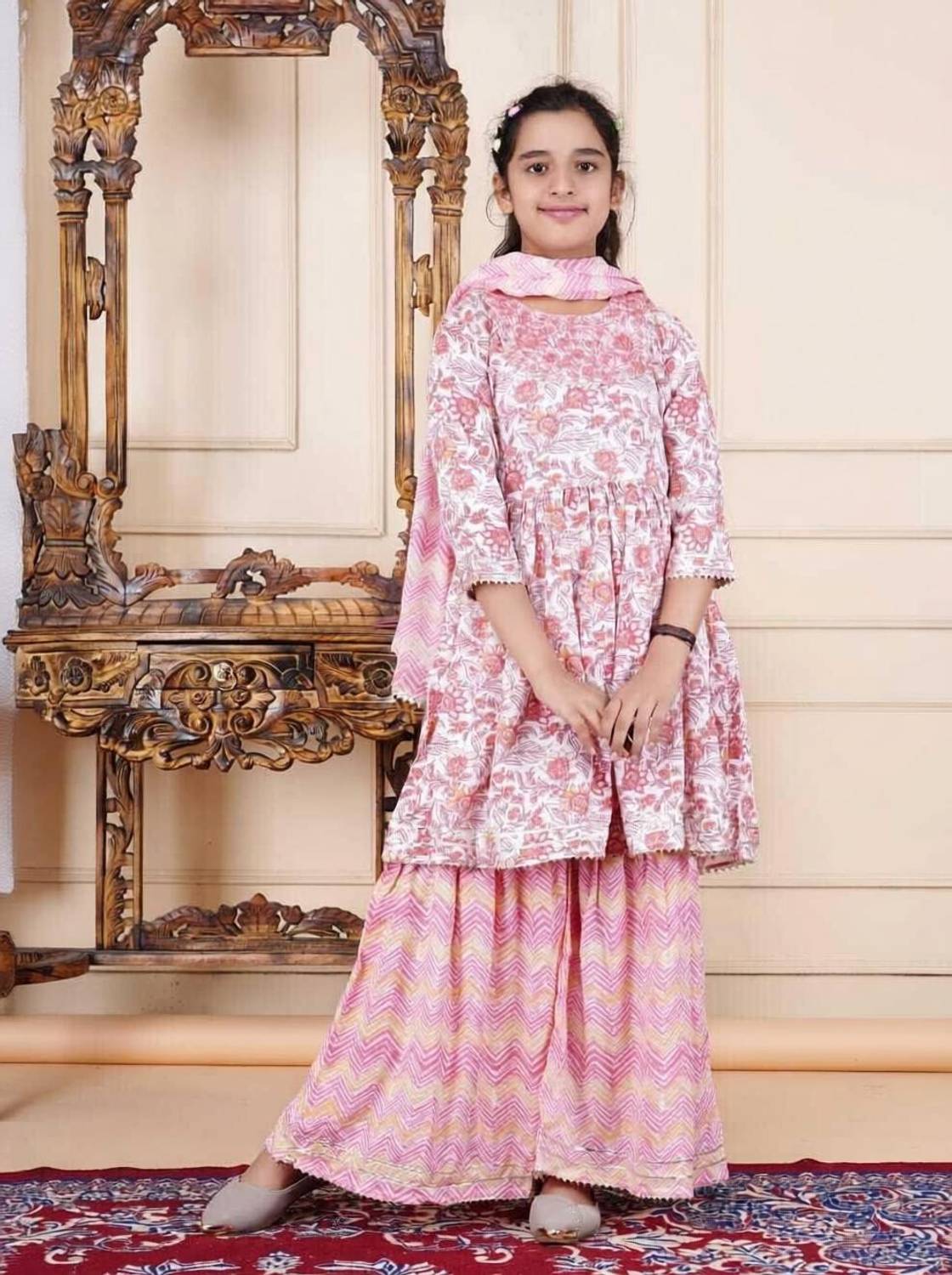 B.Tech Girls Casual Kurta Pant (Pink)