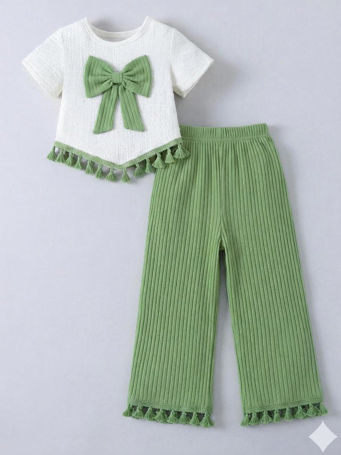 Image of Tiny Threads Girls Casual Top Pant (Green, Pack of 1)