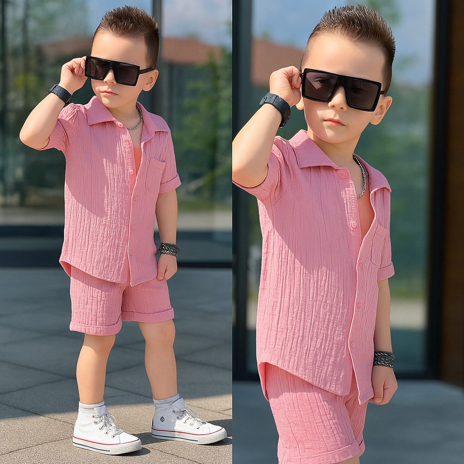Image of PLUSEBURRY Baby Boys Casual Shirt Shorts