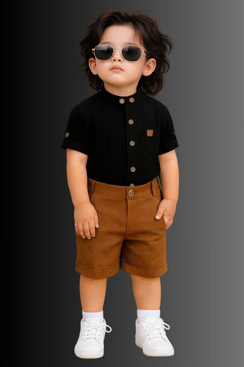 jenny enterprise Boys Casual Shirt Shorts Black