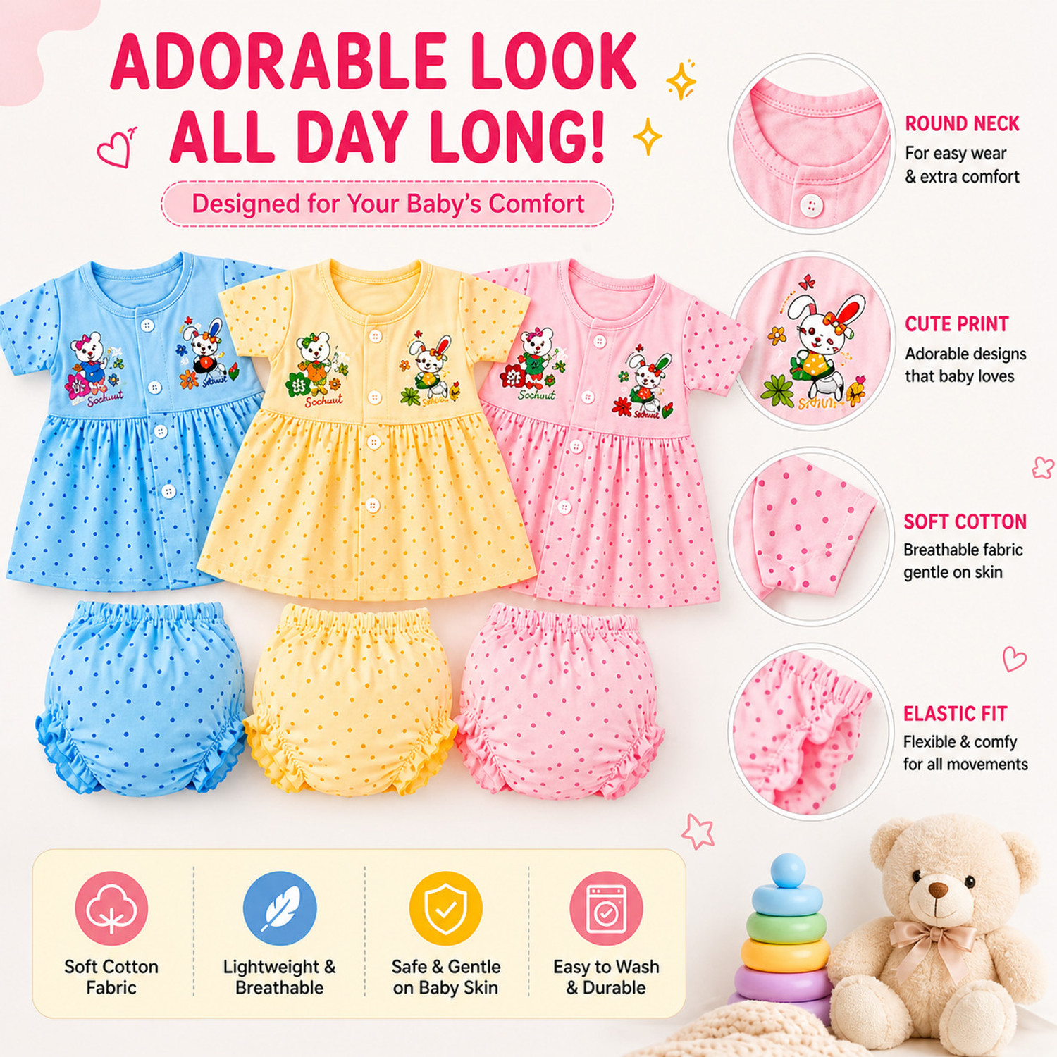 Image of Fly Step Baby Girls Casual Dress Bloomer