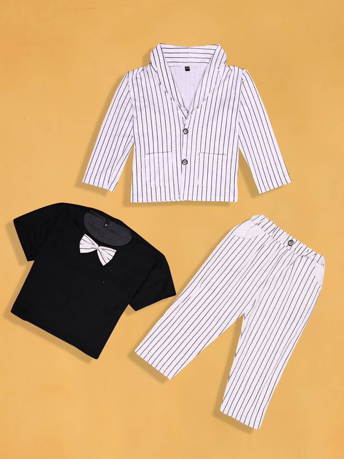 AJH Baby Boys Party(Festive) Coat Pant, T-shirt, Bow Tie