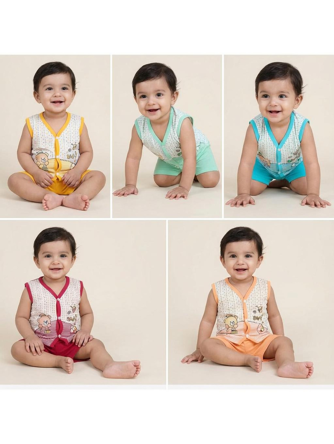 Image of GREEN TEE Baby Boys & Baby Girls Casual Vest Shorts
