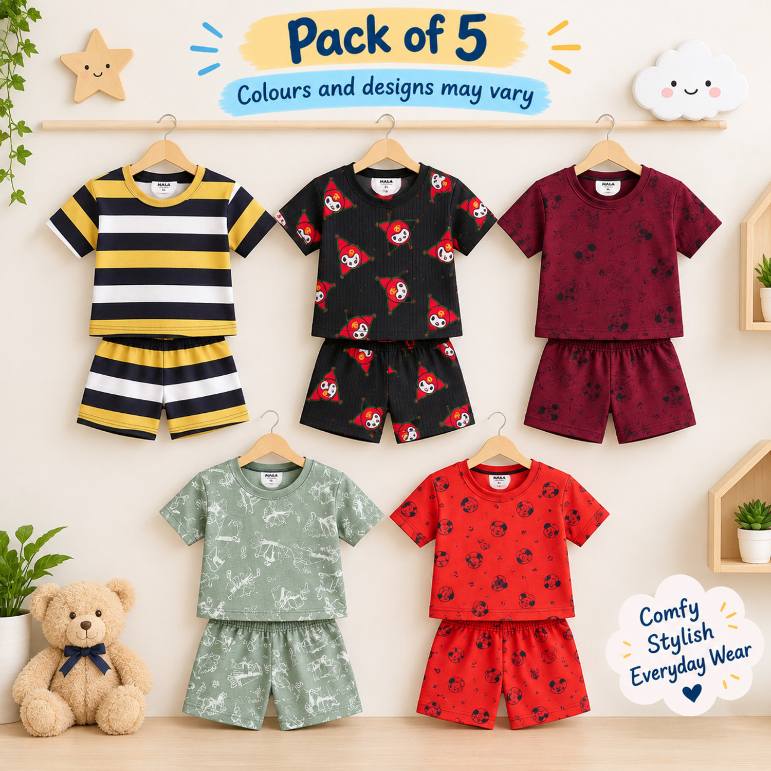 Image of Lariyo kids wear Baby Boys & Baby Girls Casual T-shirt Shorts