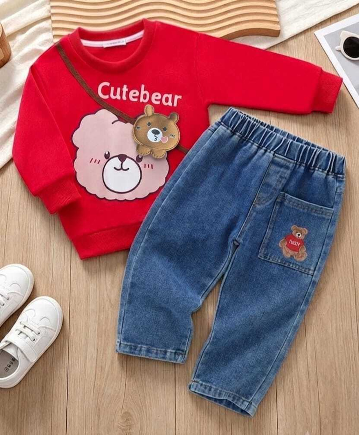 Image of ELPIXIE FASHION Baby Boys & Baby Girls Casual T-shirt Dress, Jeans