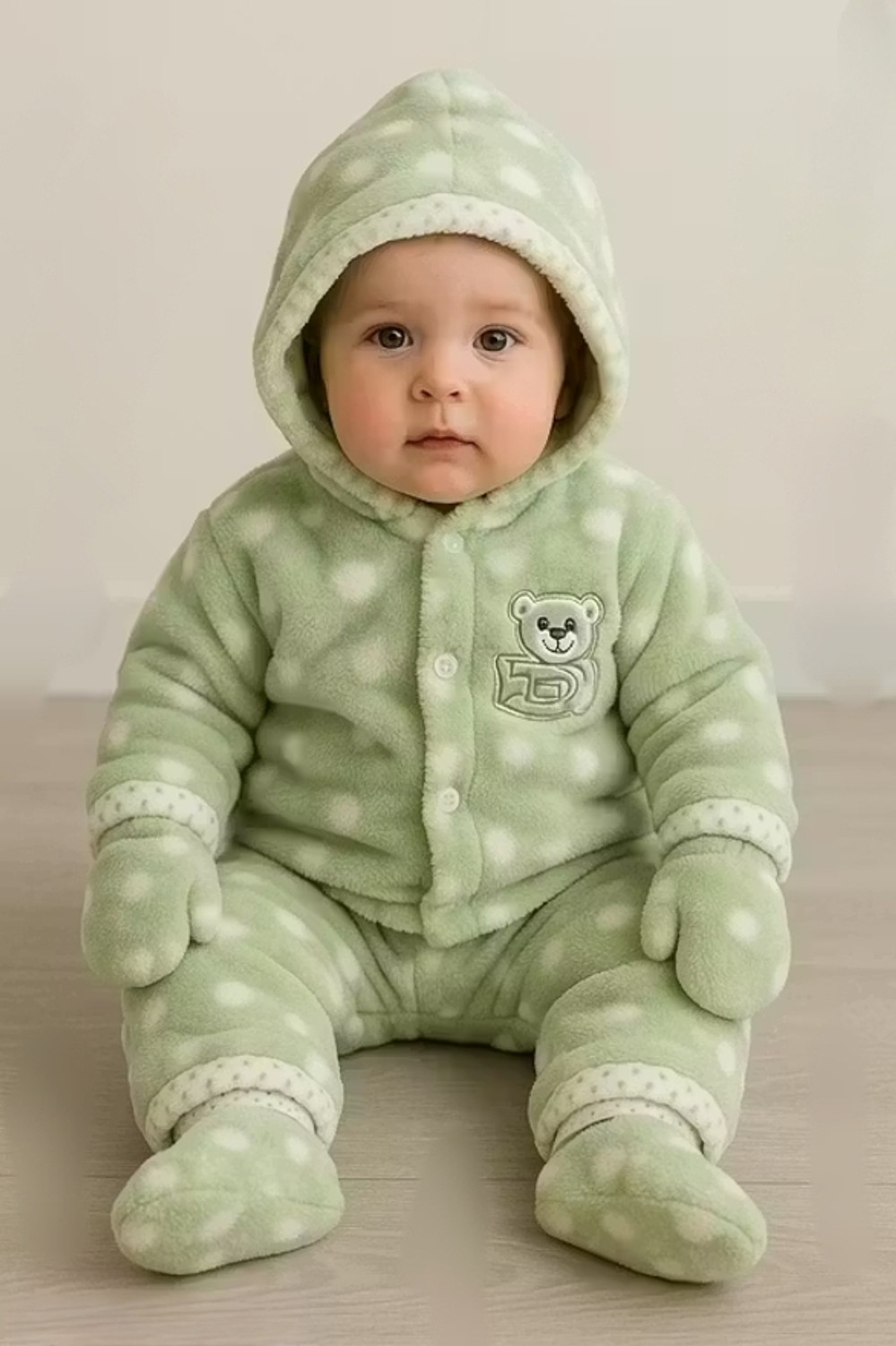 Image of Tashvi Fashion Baby Boys & Baby Girls Casual Cardigan Sweater, Pant, Bootie (Green)