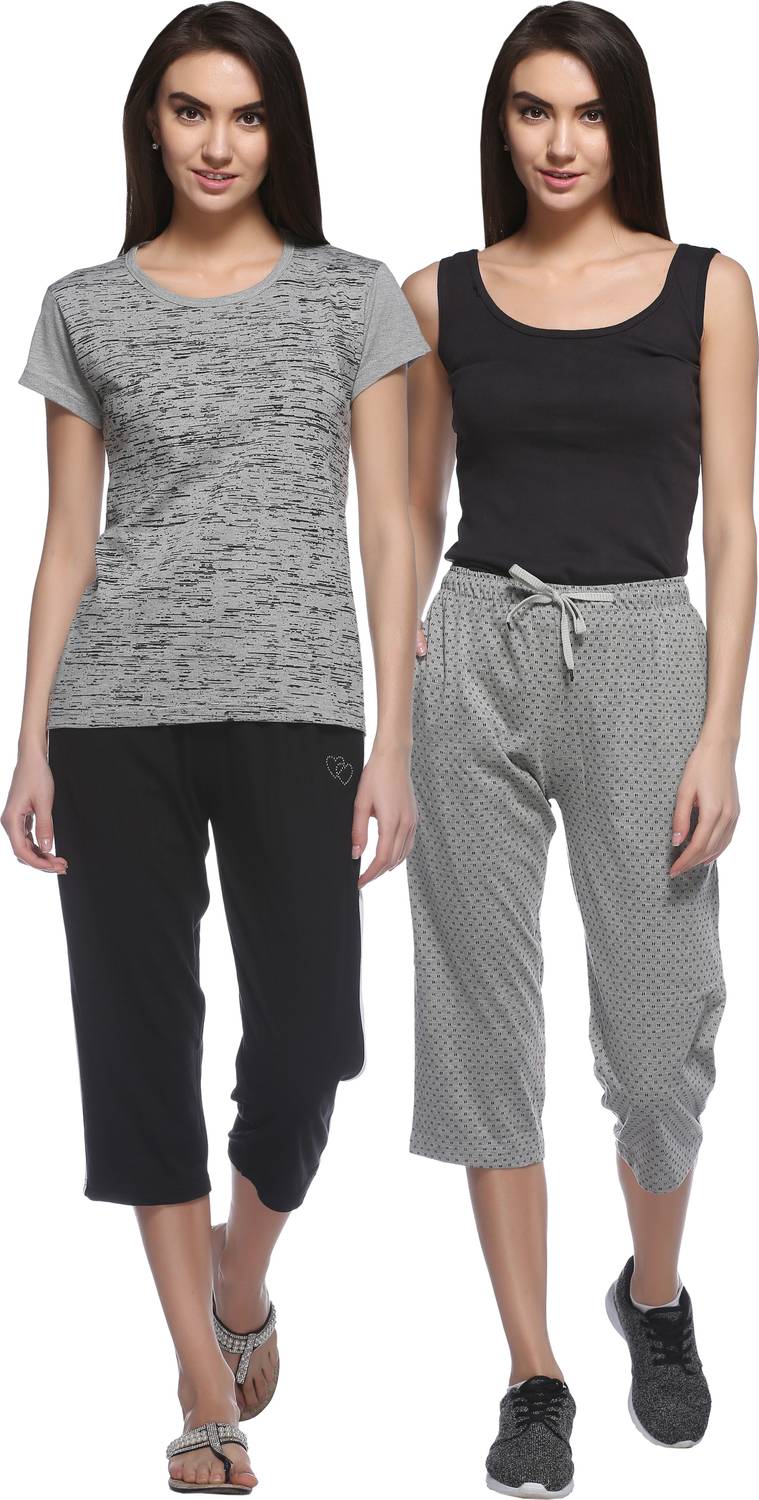 69GAL Women Black, Grey Capri