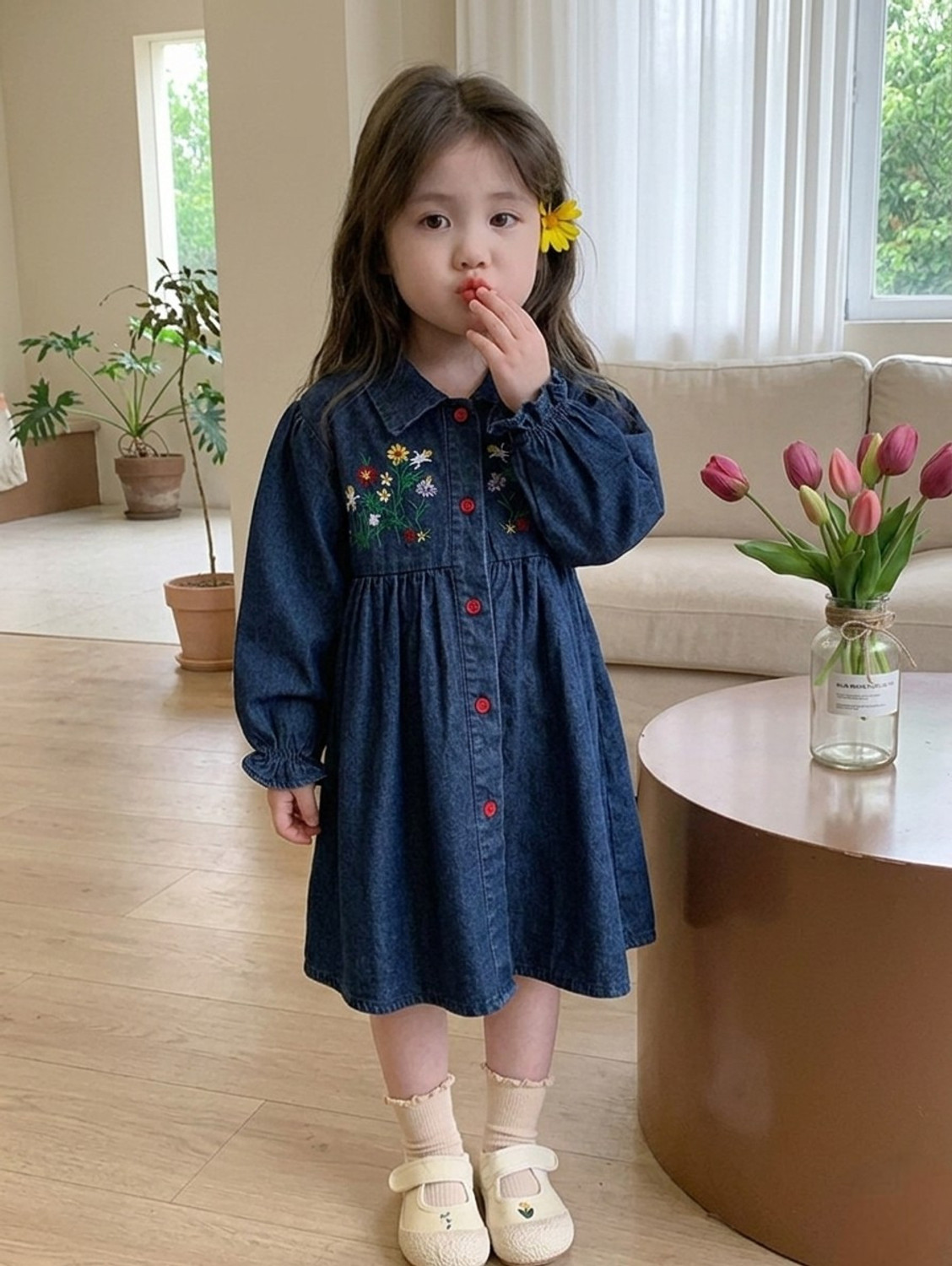 Image of FAHIMCREATION Baby Girls Below Knee Casual Dress