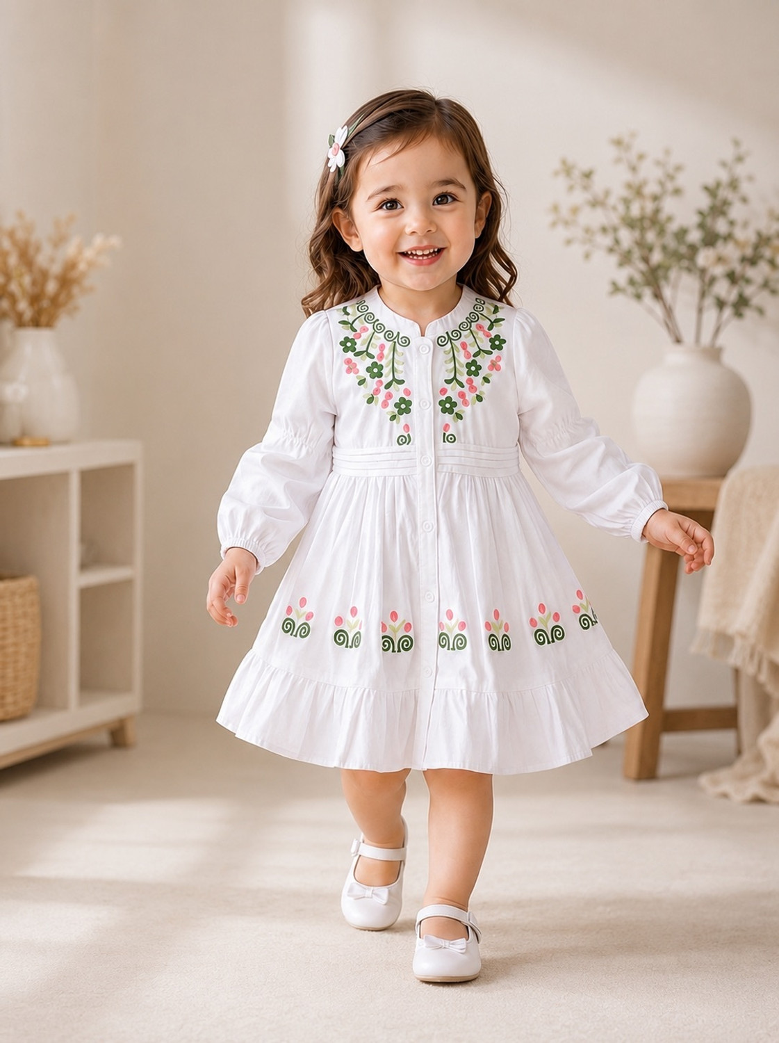 Image of MANN O SALWA FASHION Indi Baby Girls Above Knee Casual Dress