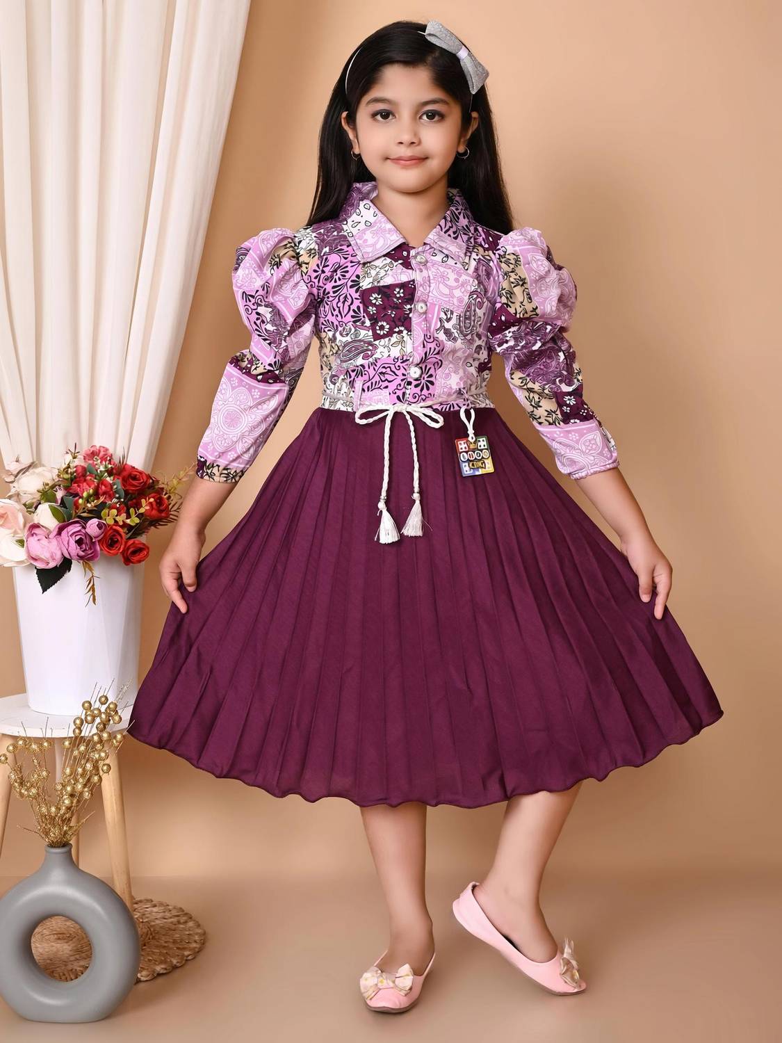 afrin fashion Indi Girls Below Knee Festive/Wedding Dress