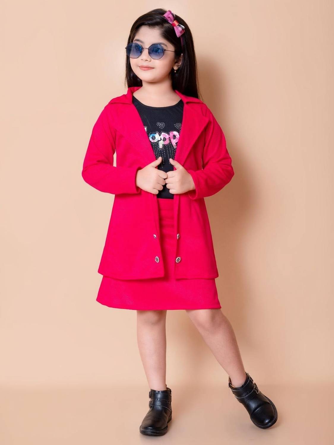 AMSFASHION Girls Midi/Knee Length Casual Dress