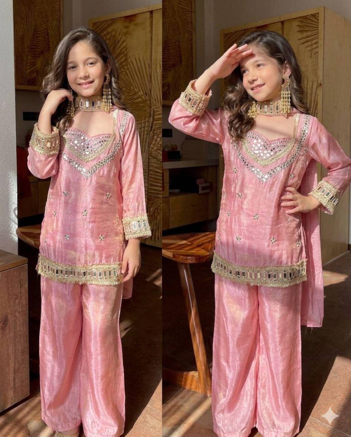 PIRA Girls Pink Kurta and Palazzo Set Pack of 1 - Image 1