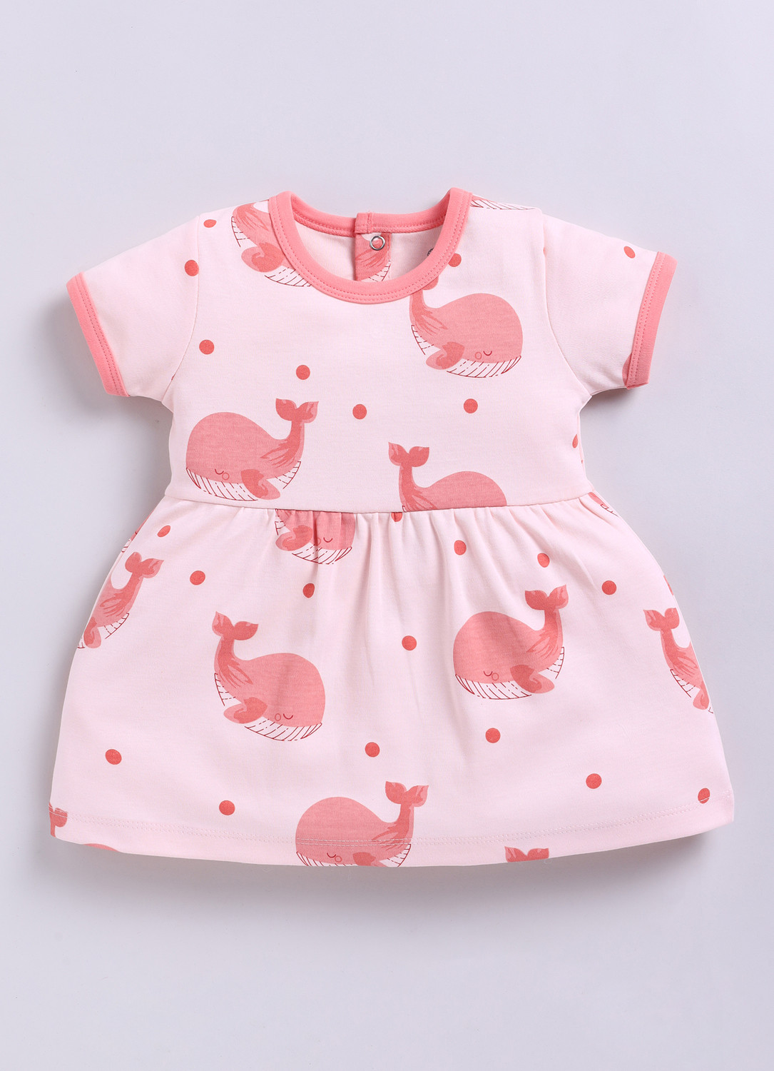 Image of BabyGo Baby Girls Above Knee Casual Dress (Pink, Short Sleeve)