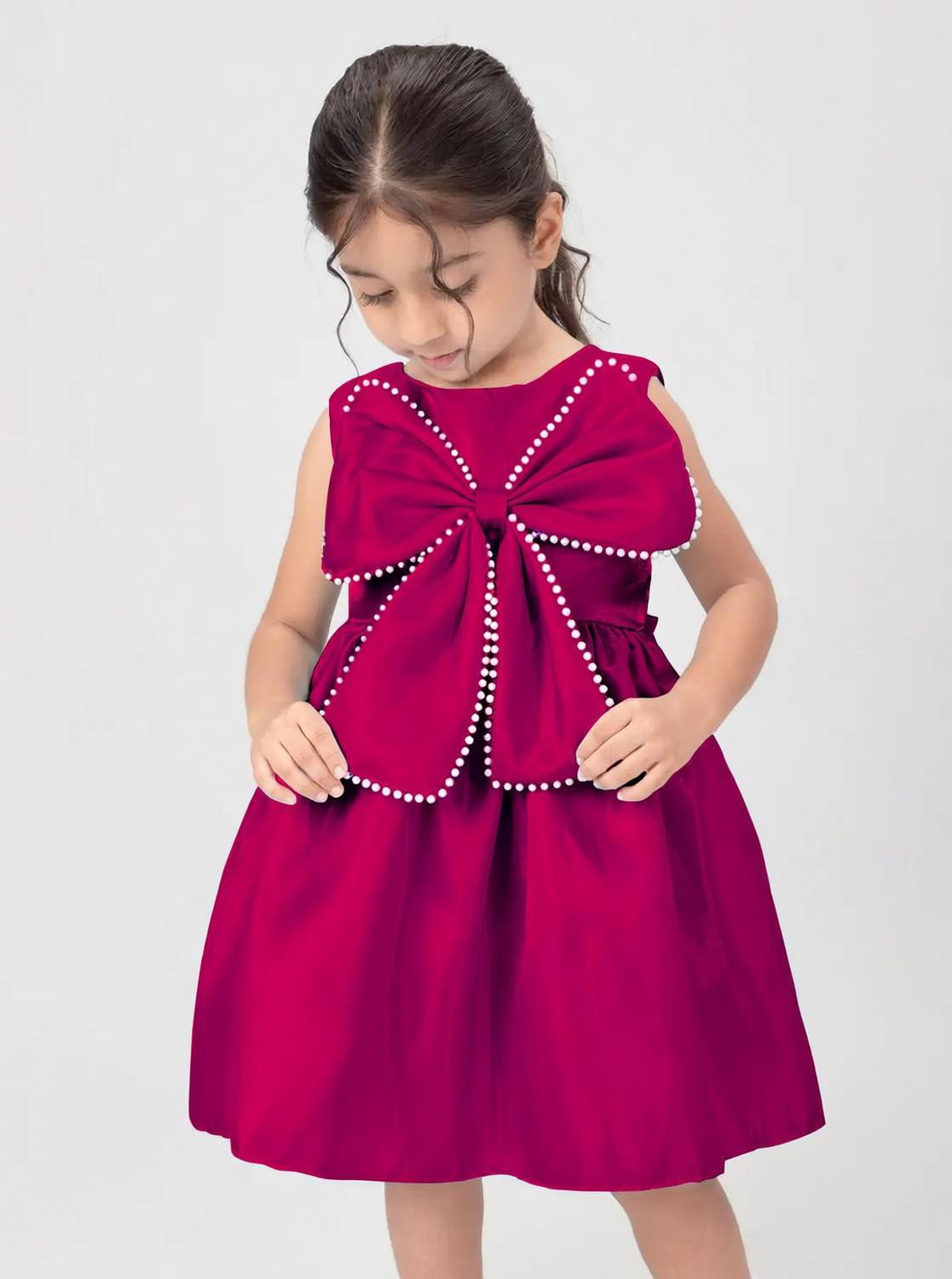 Image of DHARMIKAAY TRENDZ Indi Girls Midi /Knee Length Festive /Wedding Dress