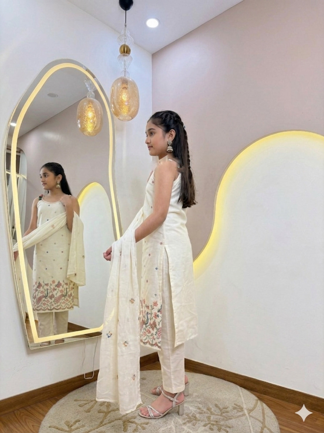 Image of PIRA Girls Festive & Party Kurta, Pyjama & Dupatta Set