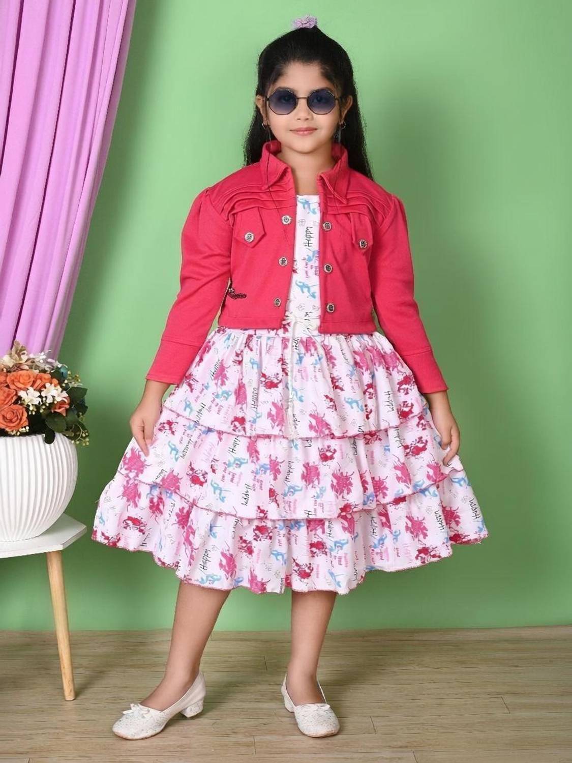 AMSFASHION Girls Above Knee Casual Dress