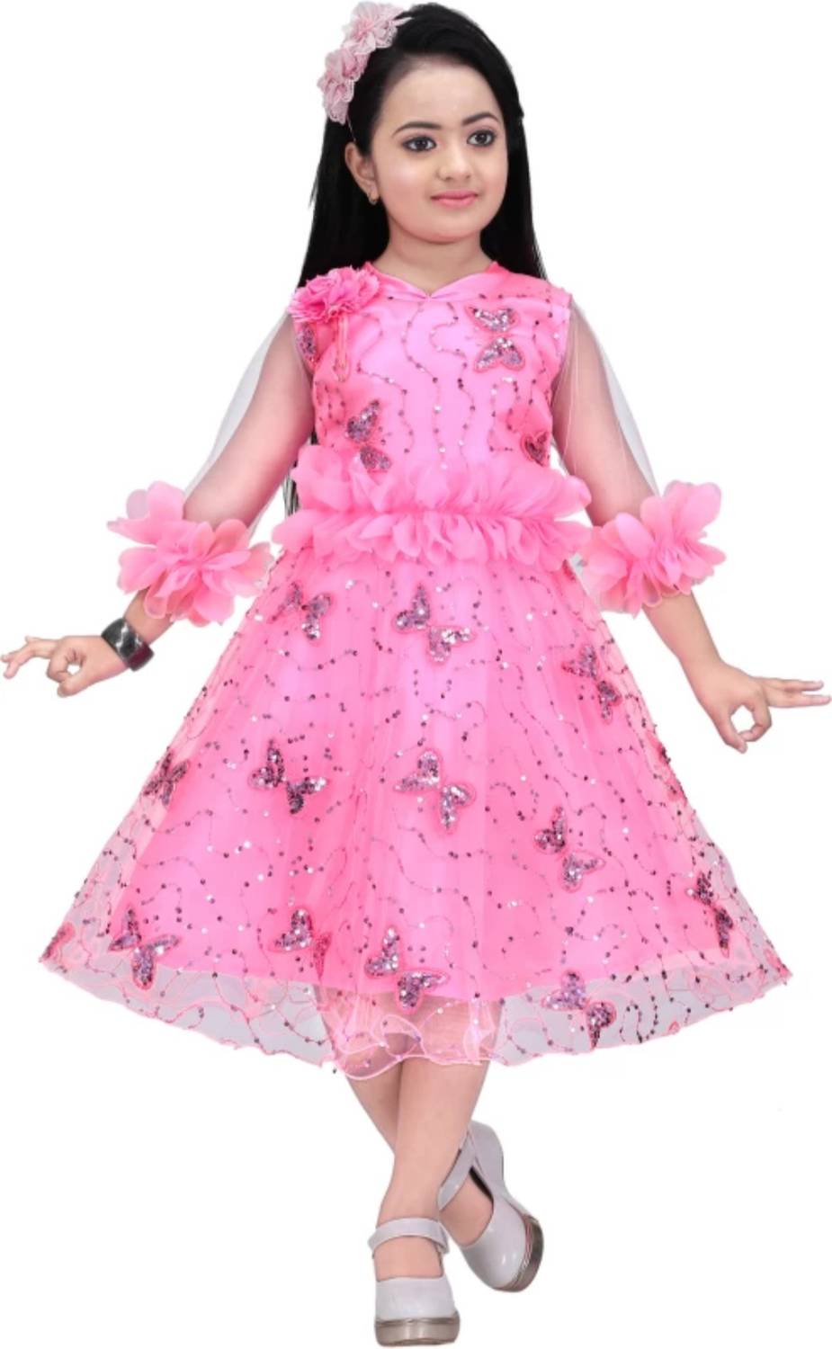Lilions Girls Pari Frock Party Wear Fancy Dress Angel Wings, Fairy, Butterfly Hairband Kids Costume Wear